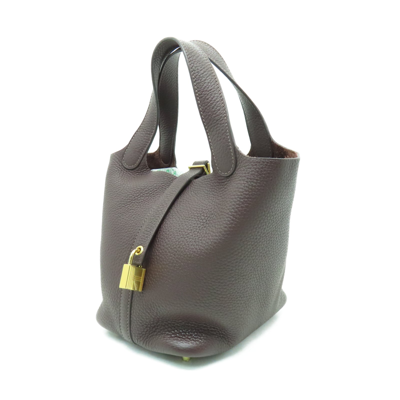 HERMES Taurillon Clemence皮革Picotin PM金扣手挽袋馬鞍紅