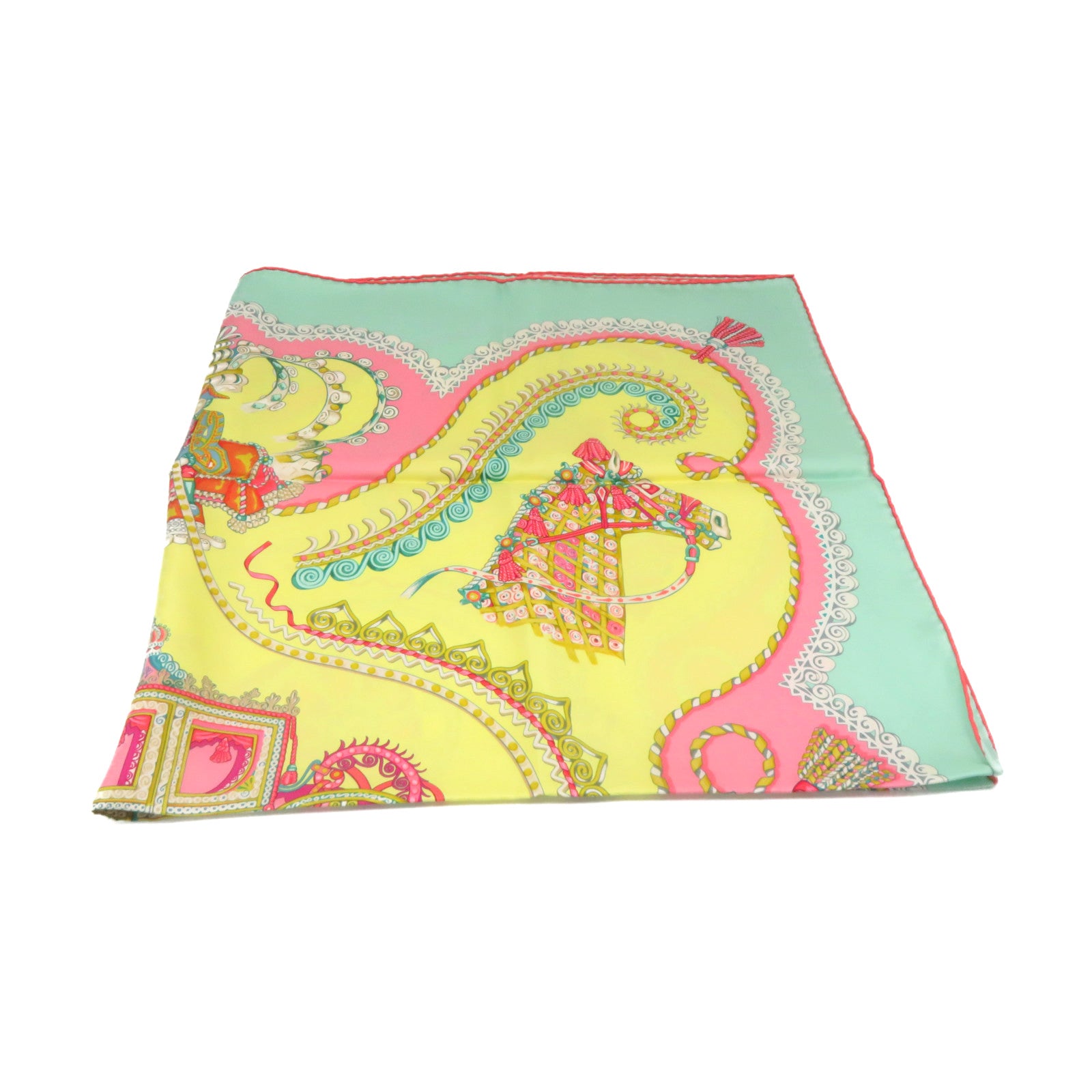 HERMES 【激減優惠】絲質Scarf 90x90絲巾黃色/粉紅色/綠色/彩色