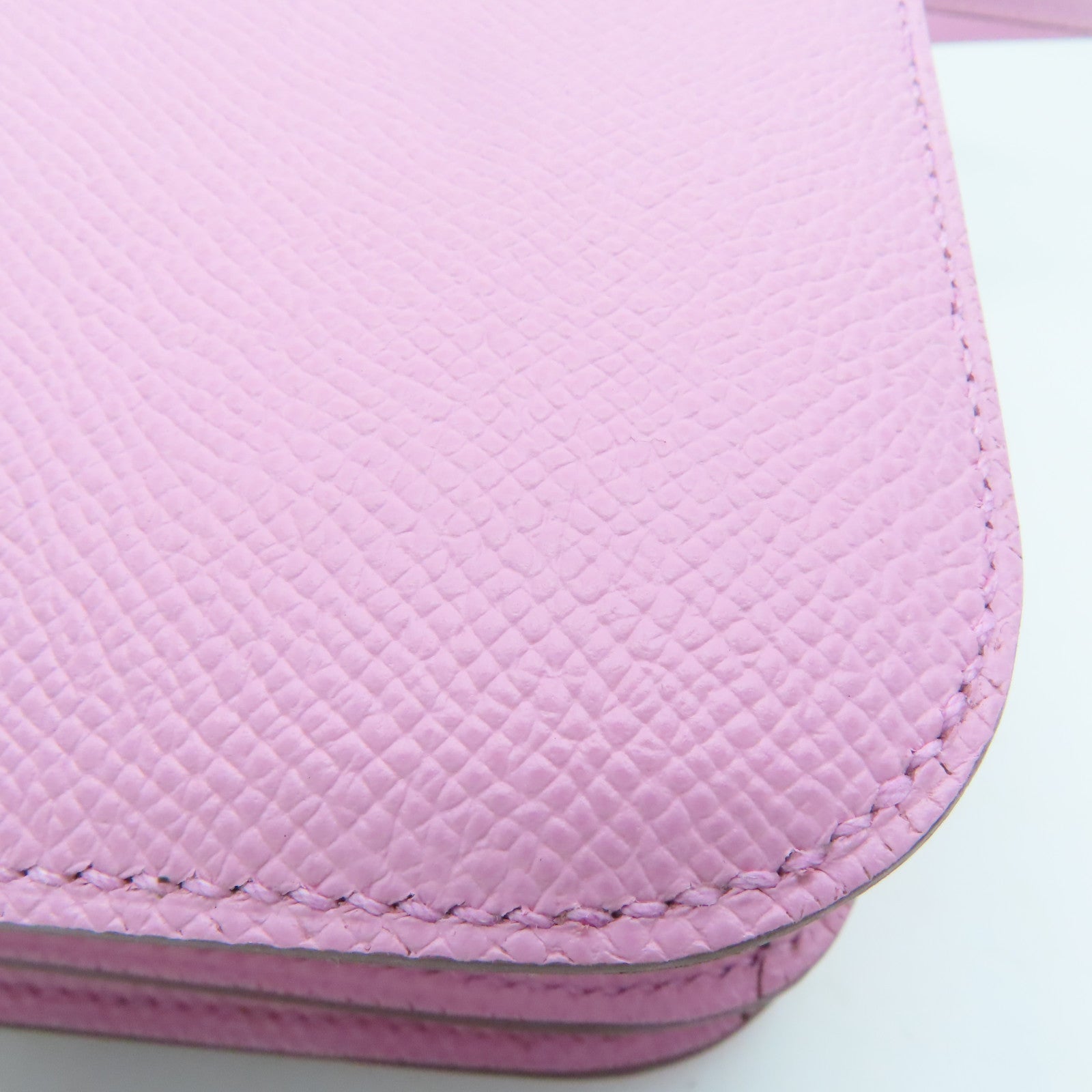 HERMES 【激减优惠】Epsom皮革Constance Mini玫瑰金扣肩背袋粉红色/Mauve Sylvestre/X9