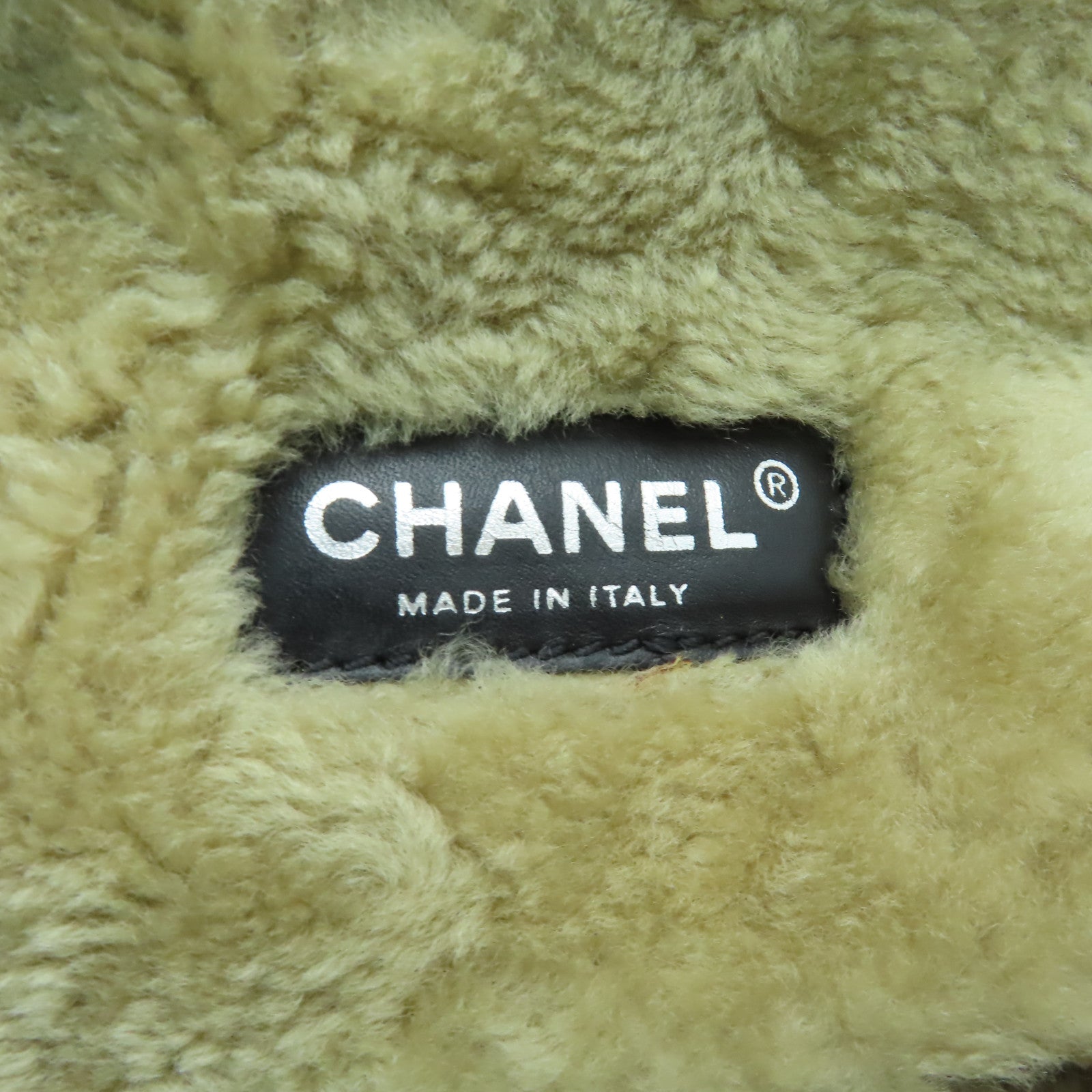 CHANEL 菱格羊毛Chain Shoulder銀扣肩背袋灰色