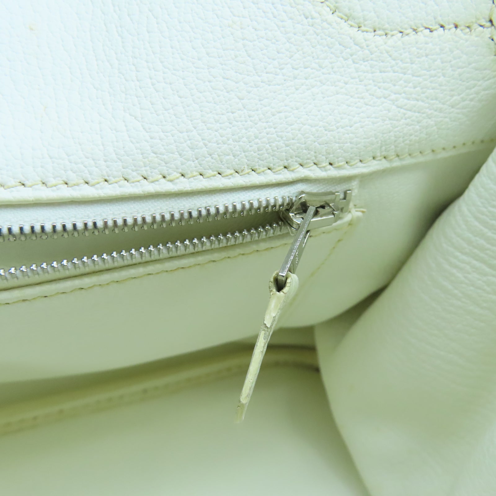 HERMES Togo皮革Birkin 35銀扣手挽袋白色