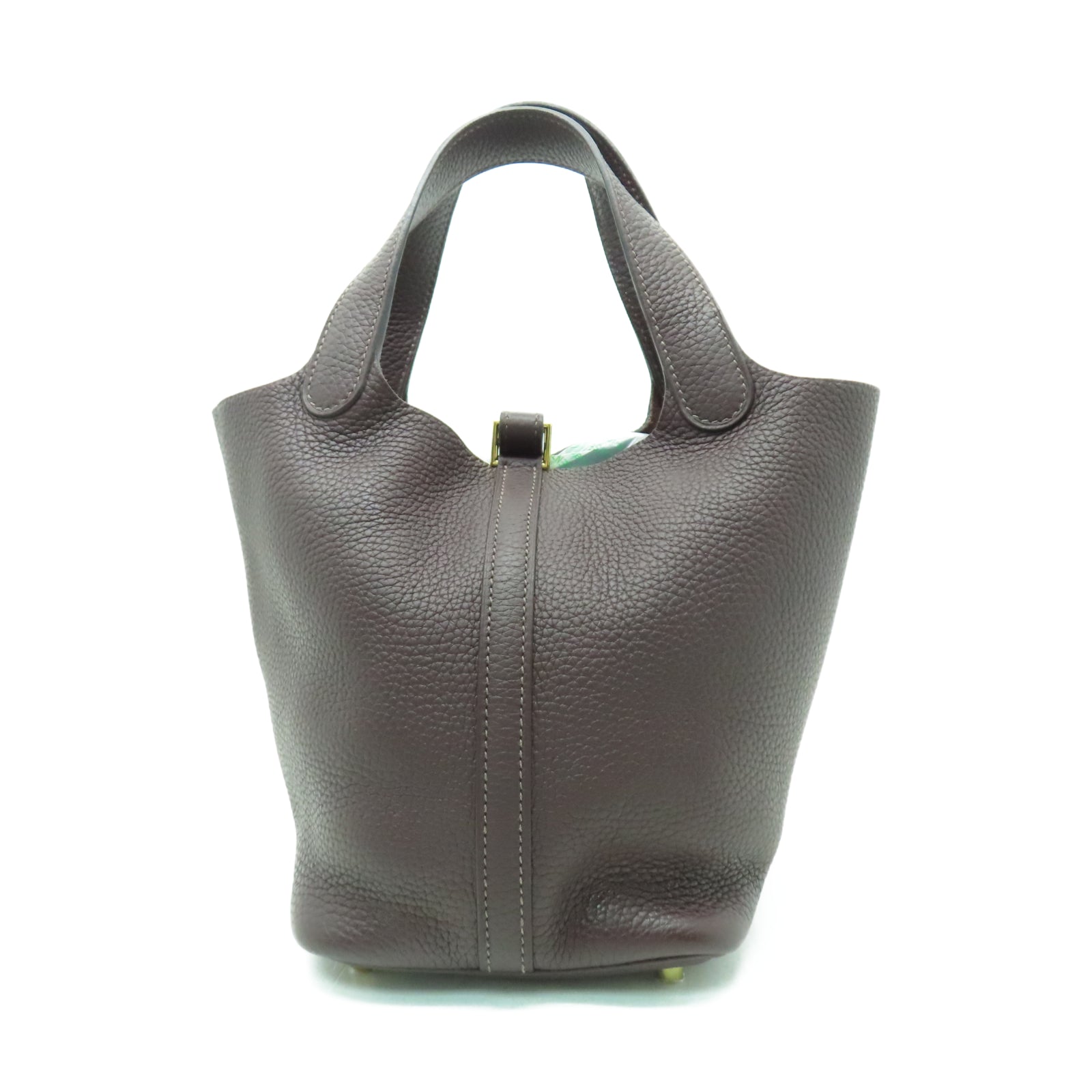 HERMES Taurillon Clemence皮革Picotin PM金扣手挽袋馬鞍紅