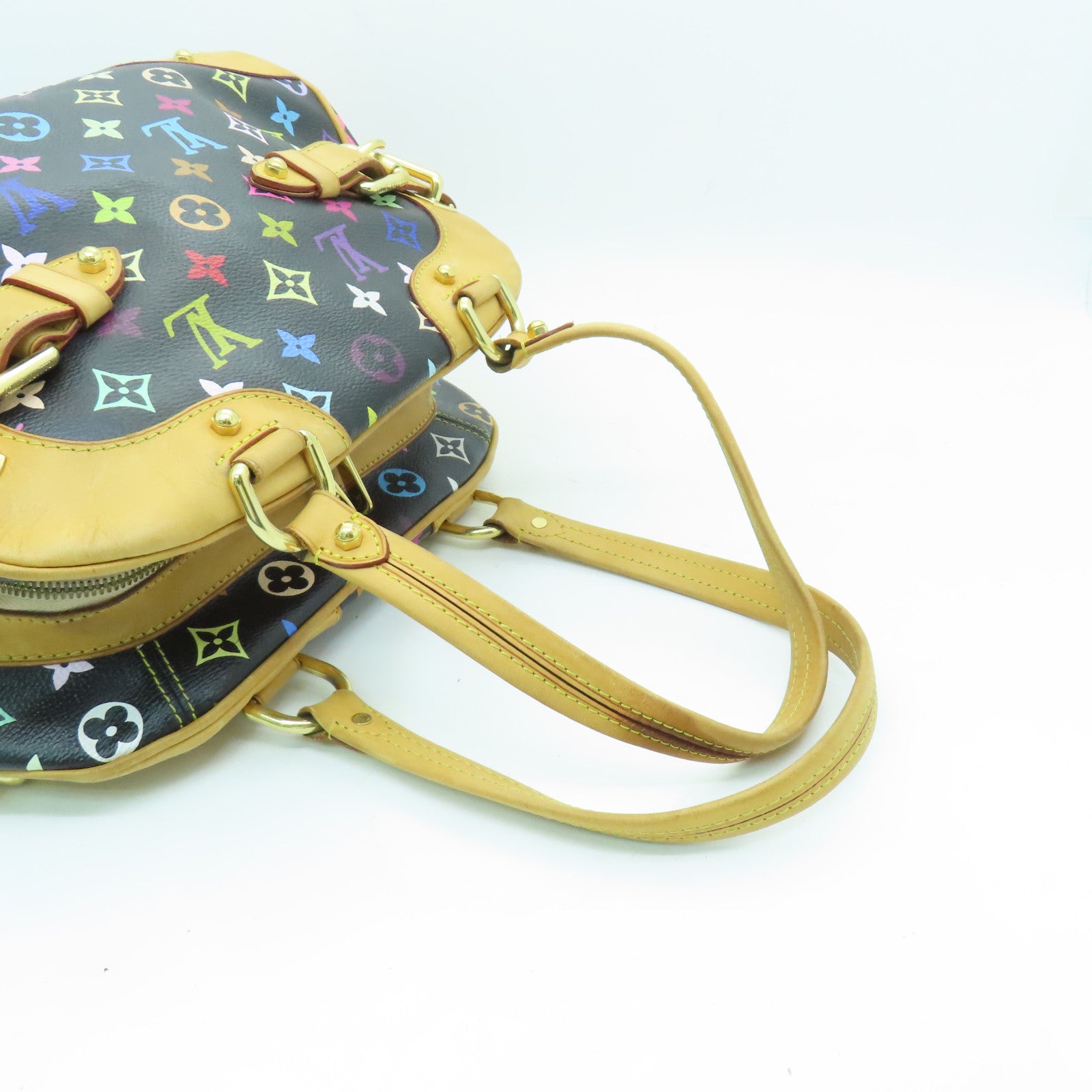 LOUIS VUITTON Monogram Multicolore Claudia金扣手挽袋黑色/彩色