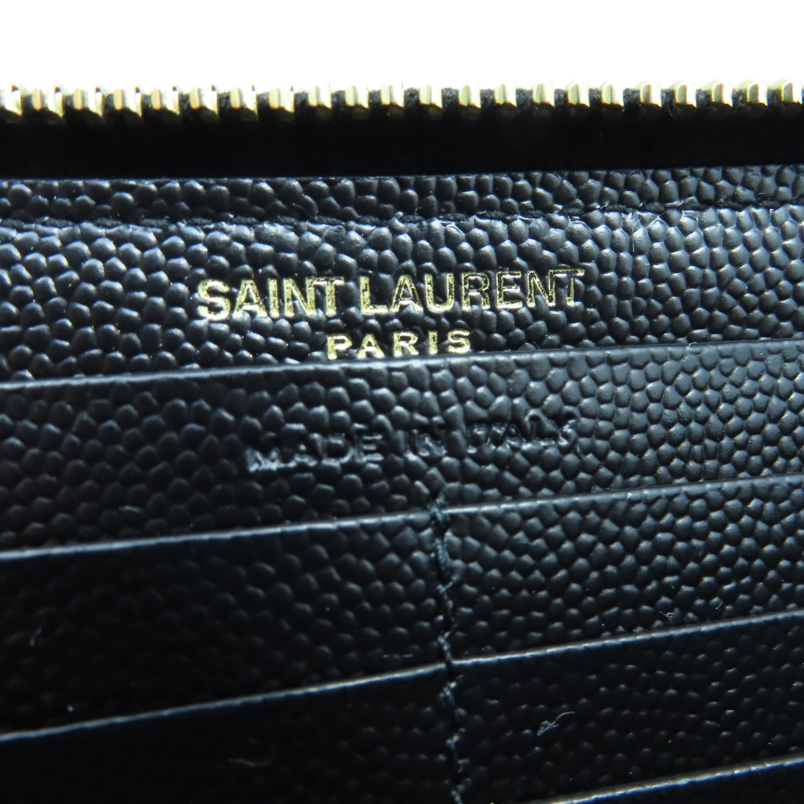 SAINT LAURENT 斜紋牛皮皮革Long Wallet金扣長錢包黑色