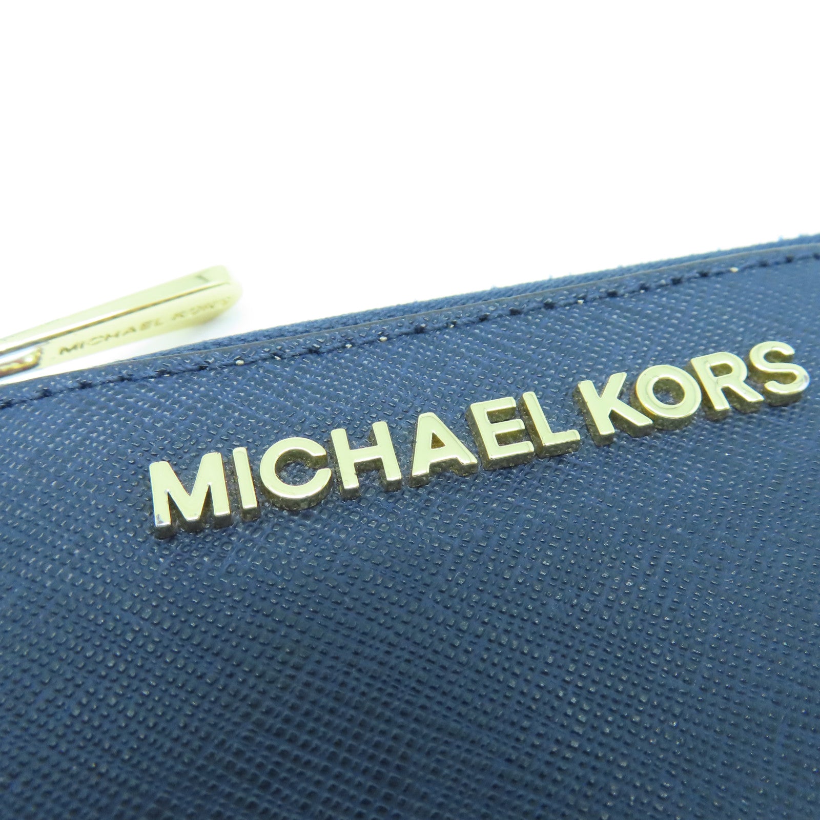 Michael Kors Leather Card Case Gold Buckle Blue