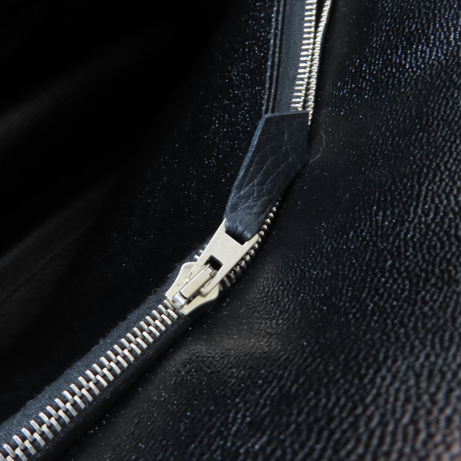 HERMES Clemence皮革Jypsiere 34銀扣肩背袋Noir黑色