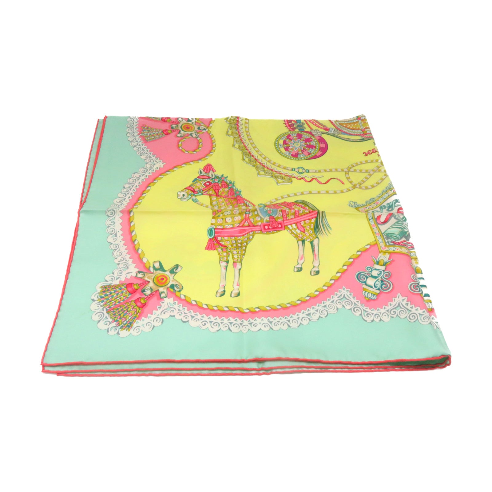 HERMES 【激減優惠】絲質Scarf 90x90絲巾黃色/粉紅色/綠色/彩色