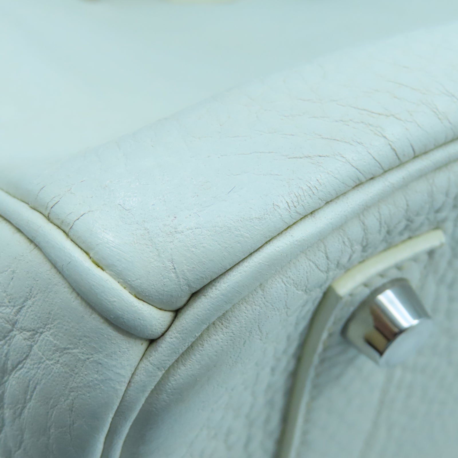 HERMES Togo皮革Birkin 35銀扣手挽袋白色