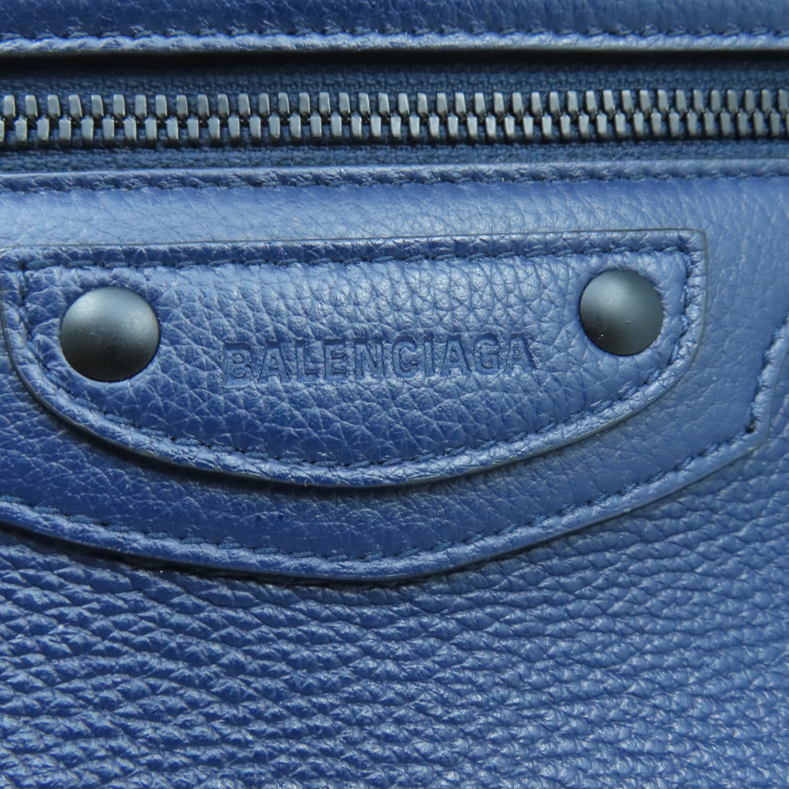 BALENCIAGA 牛皮皮革Neo Classic City黑扣手挽肩背兩用袋深藍色