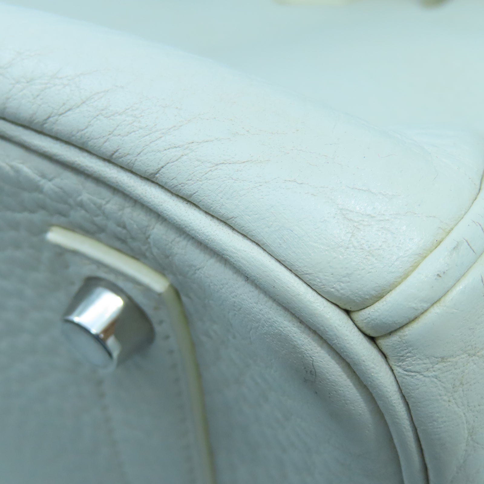 HERMES Togo皮革Birkin 35銀扣手挽袋白色