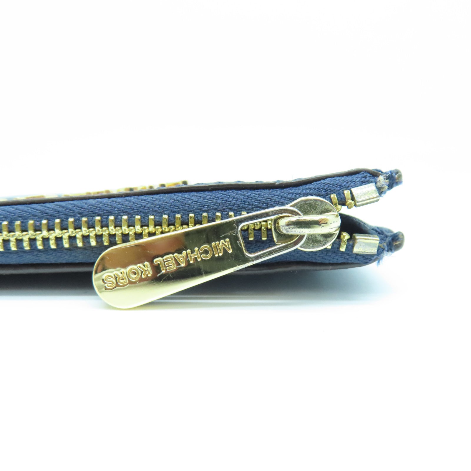 Michael Kors Leather Card Case Gold Buckle Blue