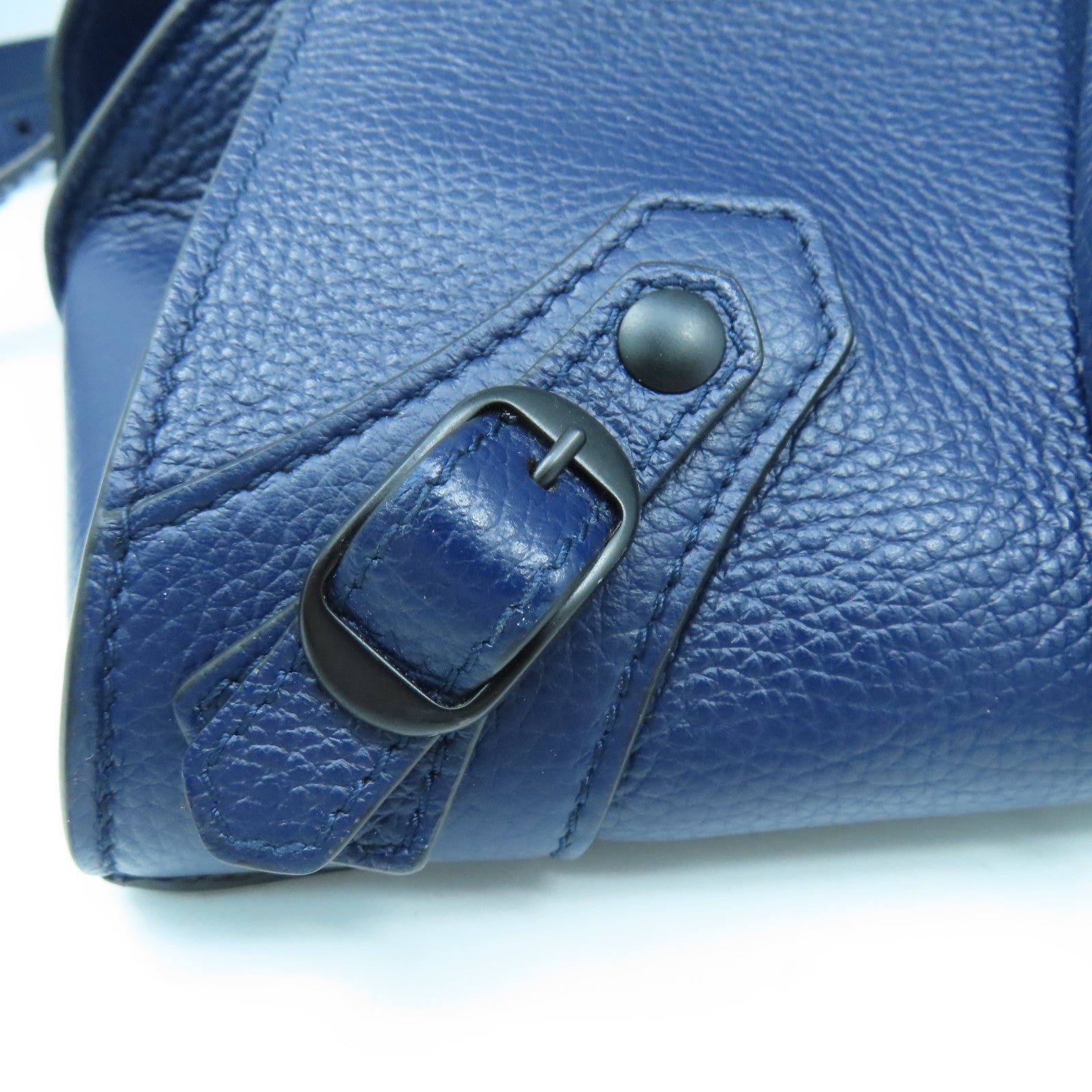 BALENCIAGA 牛皮皮革Neo Classic City黑扣手挽肩背兩用袋深藍色