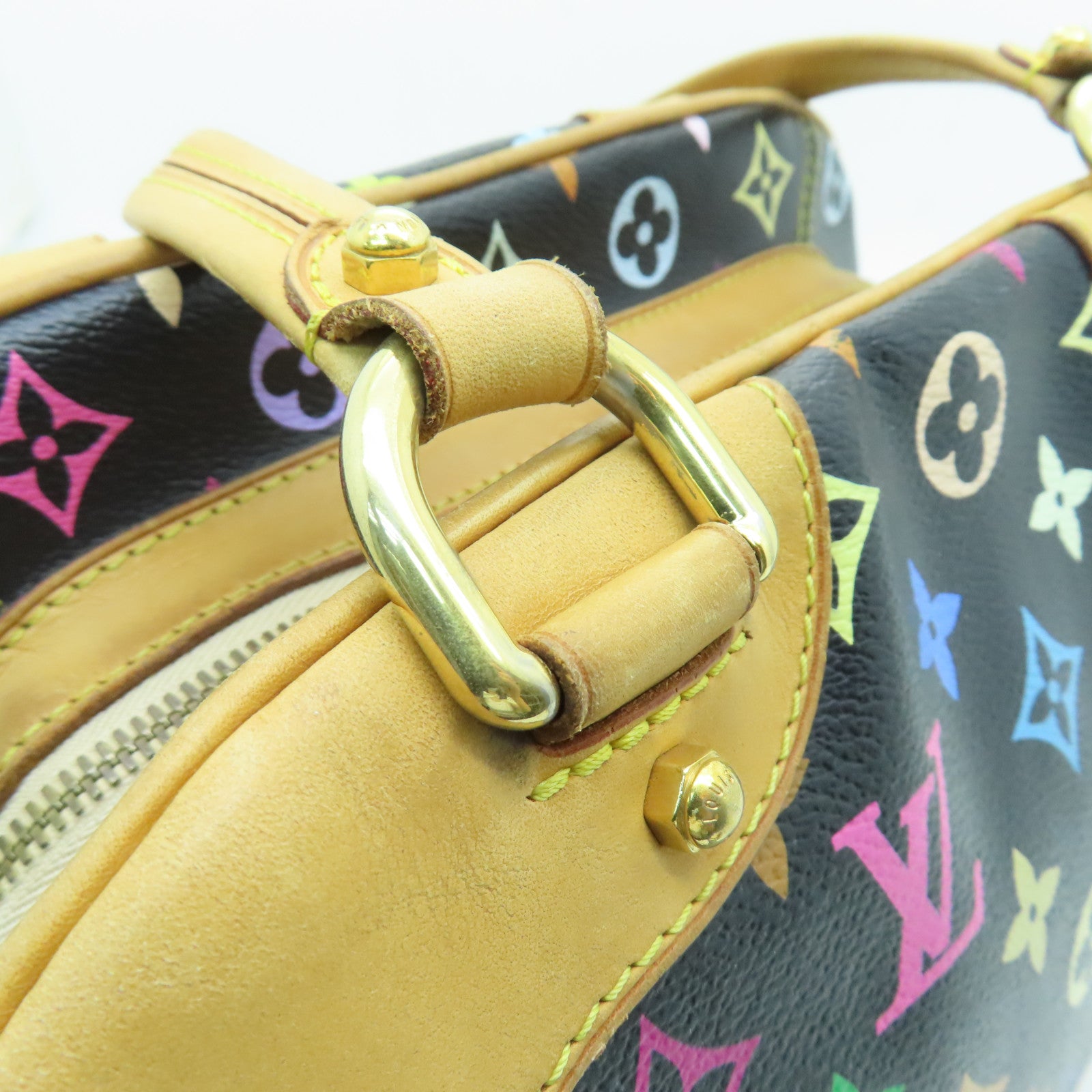 LOUIS VUITTON Monogram Multicolore Claudia金扣手挽袋黑色/彩色