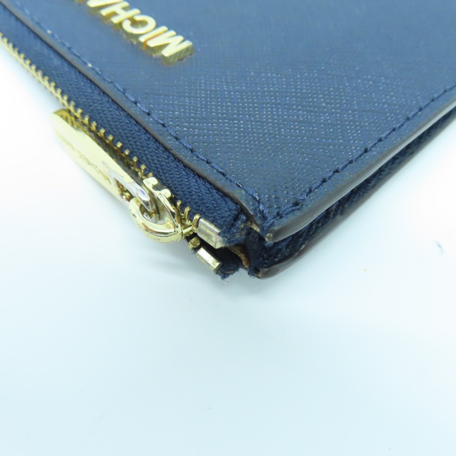 Michael Kors Leather Card Case Gold Buckle Blue
