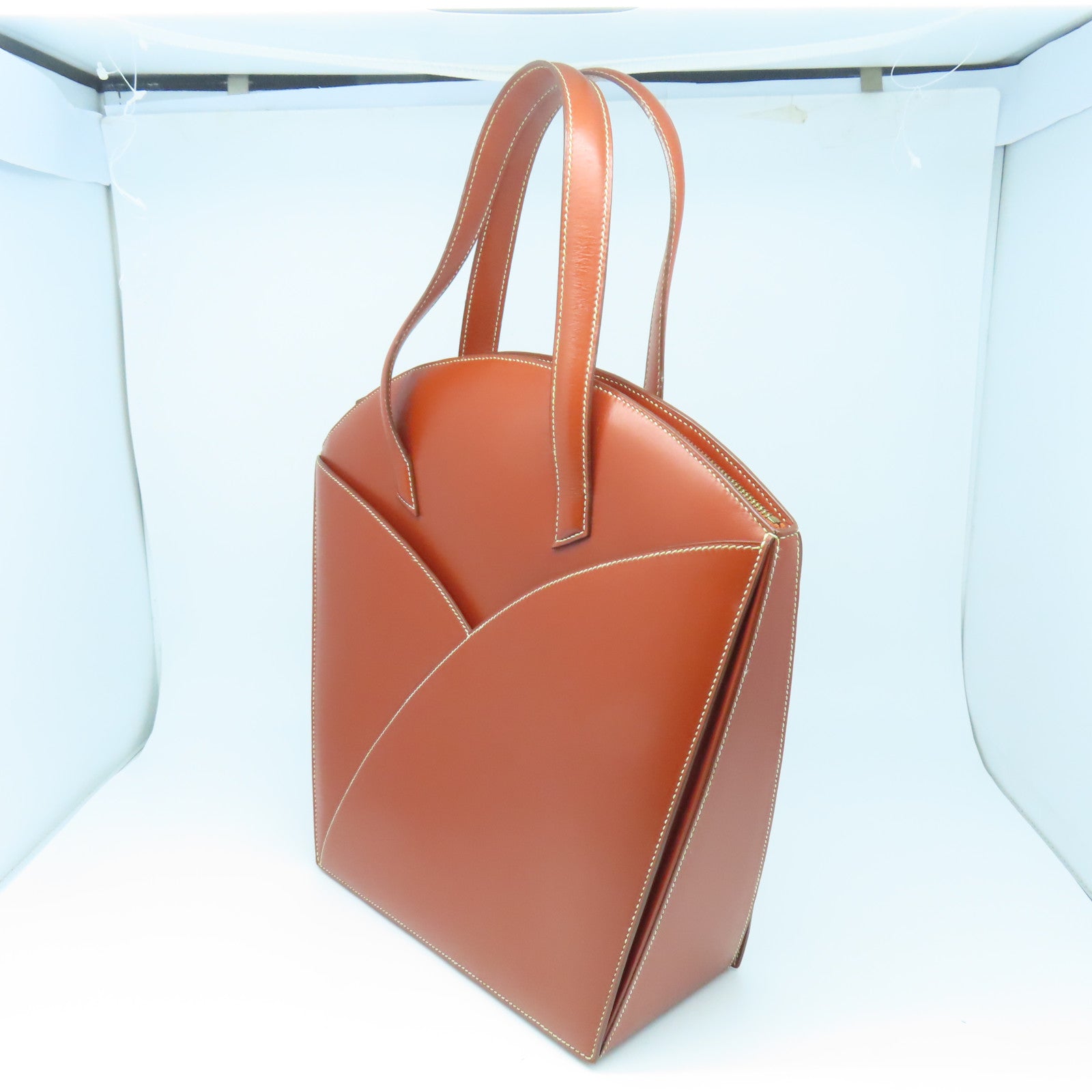HERMES 【激減優惠】Box Calf皮革Vintage Bag金扣手挽袋啡色