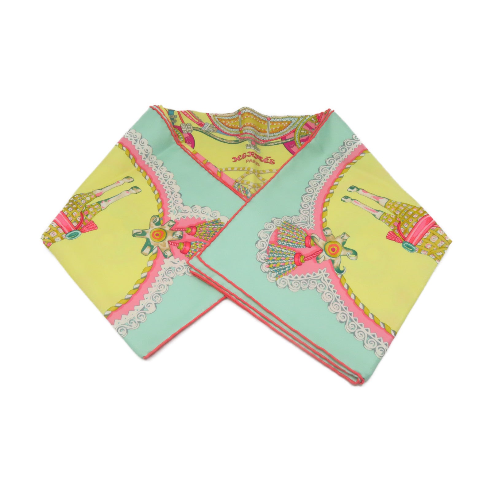 HERMES 【激減優惠】絲質Scarf 90x90絲巾黃色/粉紅色/綠色/彩色