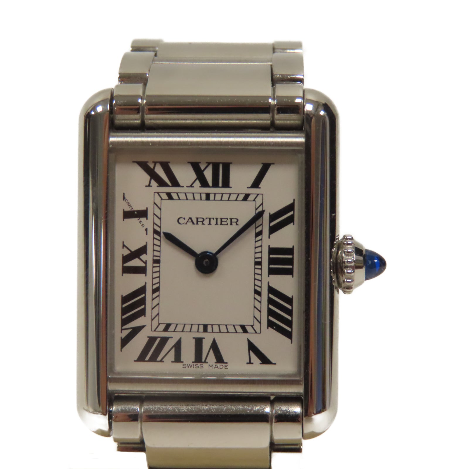 CARTIER Tank Francaise不鏽鋼石英機芯手錶白色/銀色