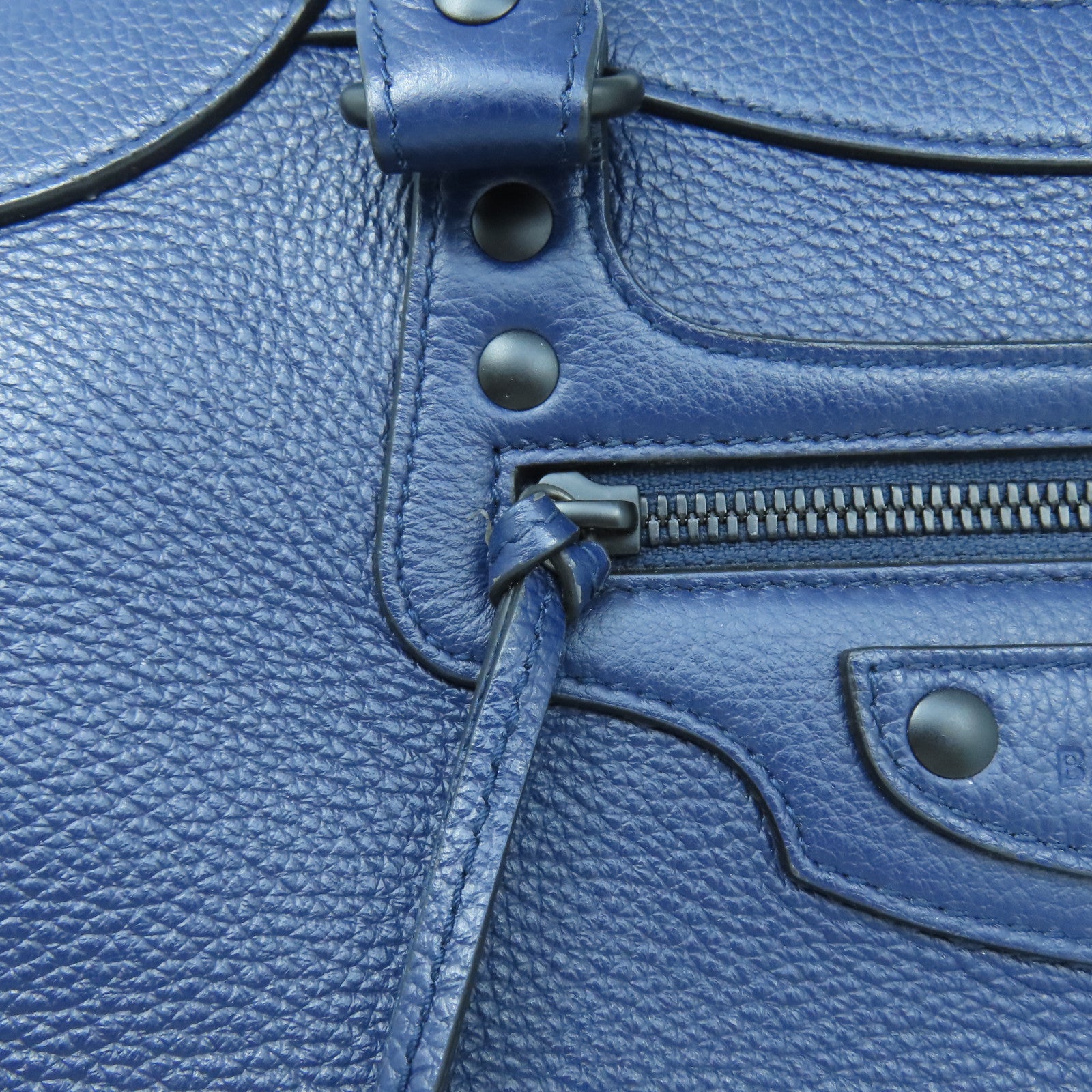 BALENCIAGA 牛皮皮革Neo Classic City黑扣手挽肩背兩用袋深藍色