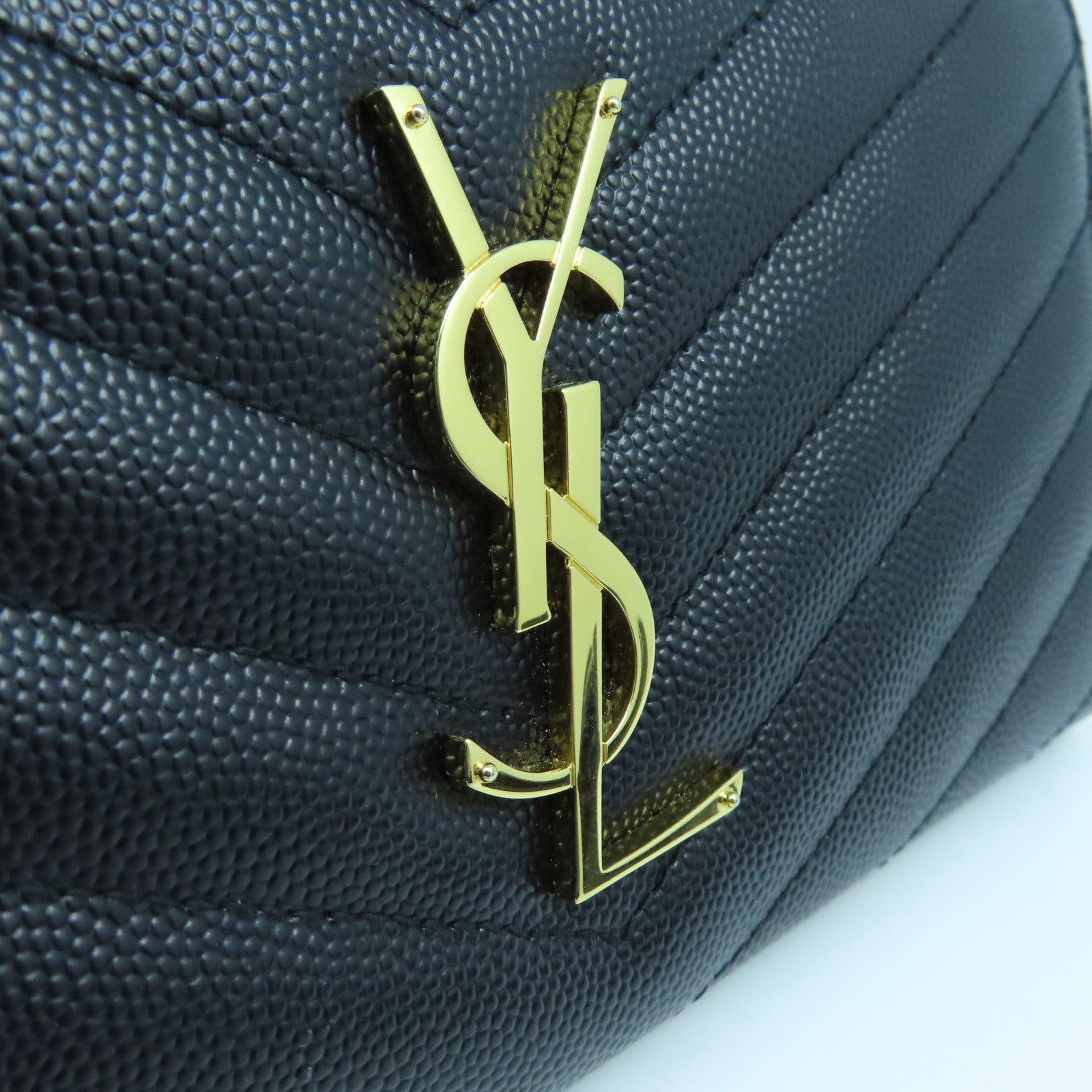 SAINT LAURENT 斜紋牛皮皮革Long Wallet金扣長錢包黑色