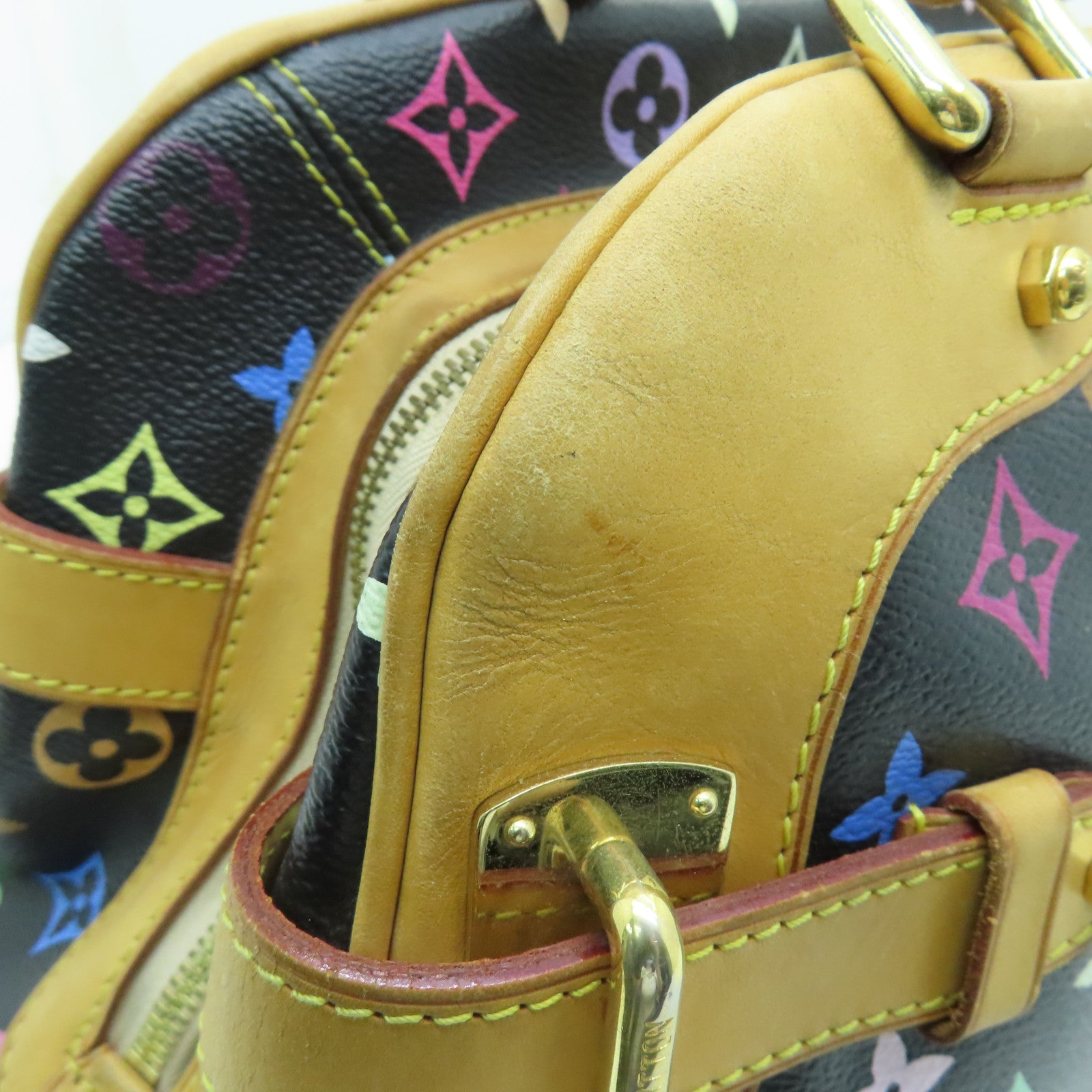 LOUIS VUITTON Monogram Multicolore Claudia金扣手挽袋黑色/彩色