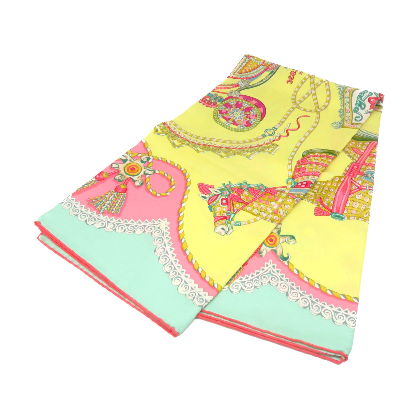 HERMES 【激減優惠】絲質Scarf 90x90絲巾黃色/粉紅色/綠色/彩色