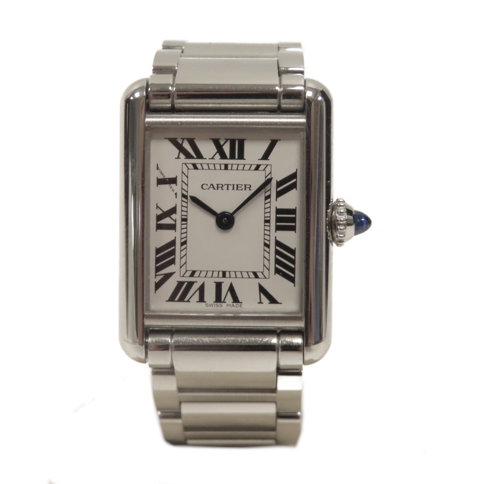 CARTIER Tank Francaise不鏽鋼石英機芯手錶白色/銀色