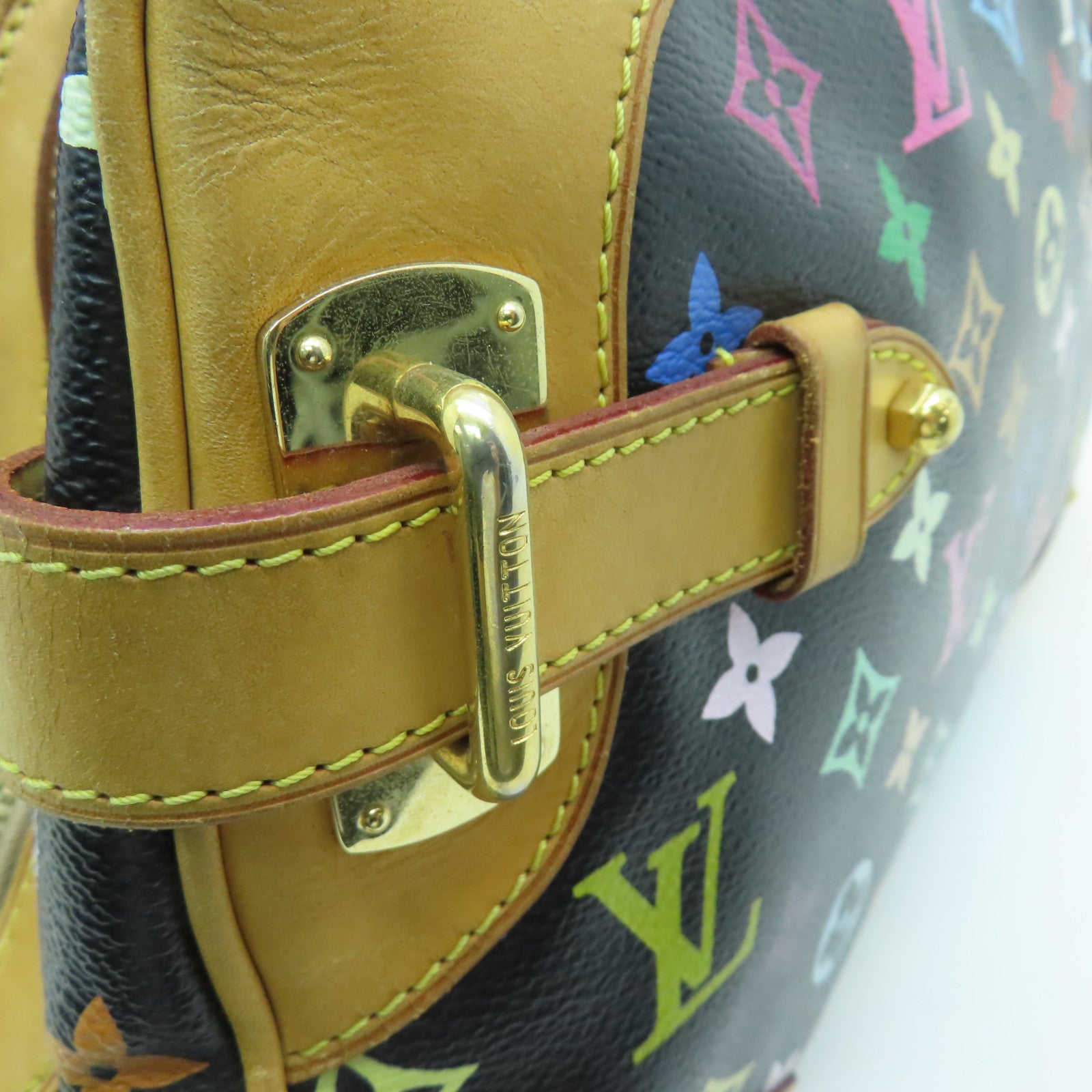 LOUIS VUITTON Monogram Multicolore Claudia金扣手挽袋黑色/彩色