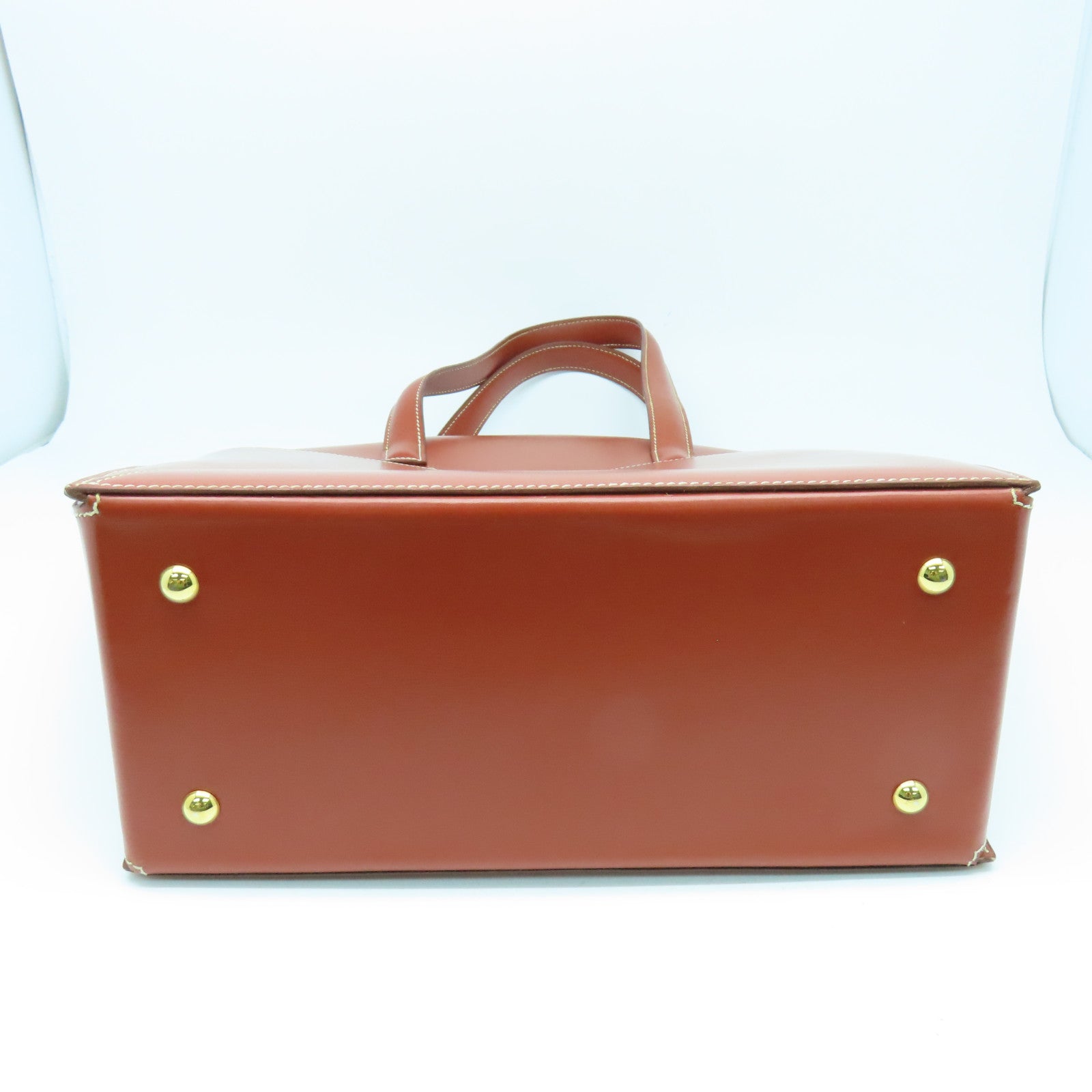 HERMES 【激減優惠】Box Calf皮革Vintage Bag金扣手挽袋啡色