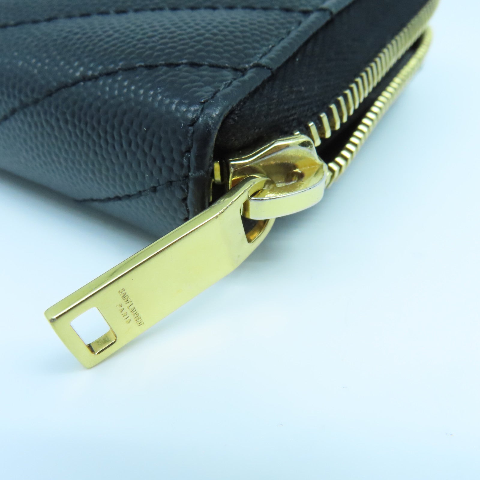 SAINT LAURENT 斜紋牛皮皮革Long Wallet金扣長錢包黑色