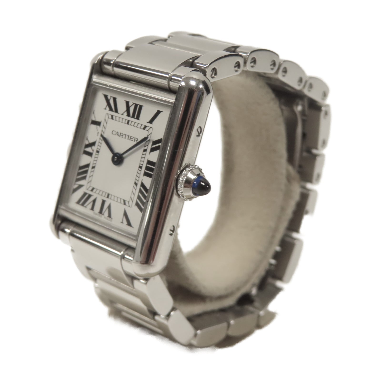 CARTIER Tank Francaise不鏽鋼石英機芯手錶白色/銀色
