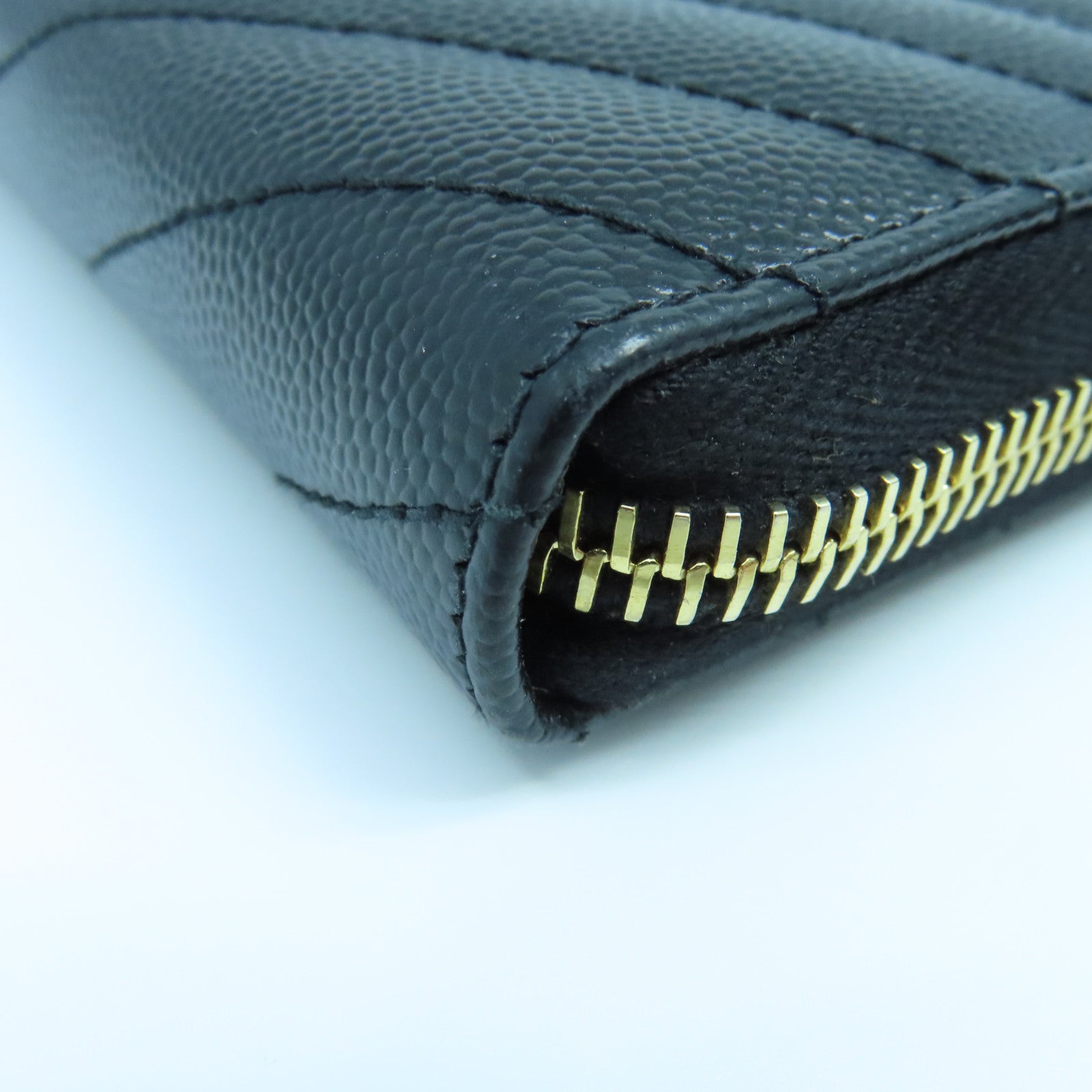 SAINT LAURENT 斜紋牛皮皮革Long Wallet金扣長錢包黑色