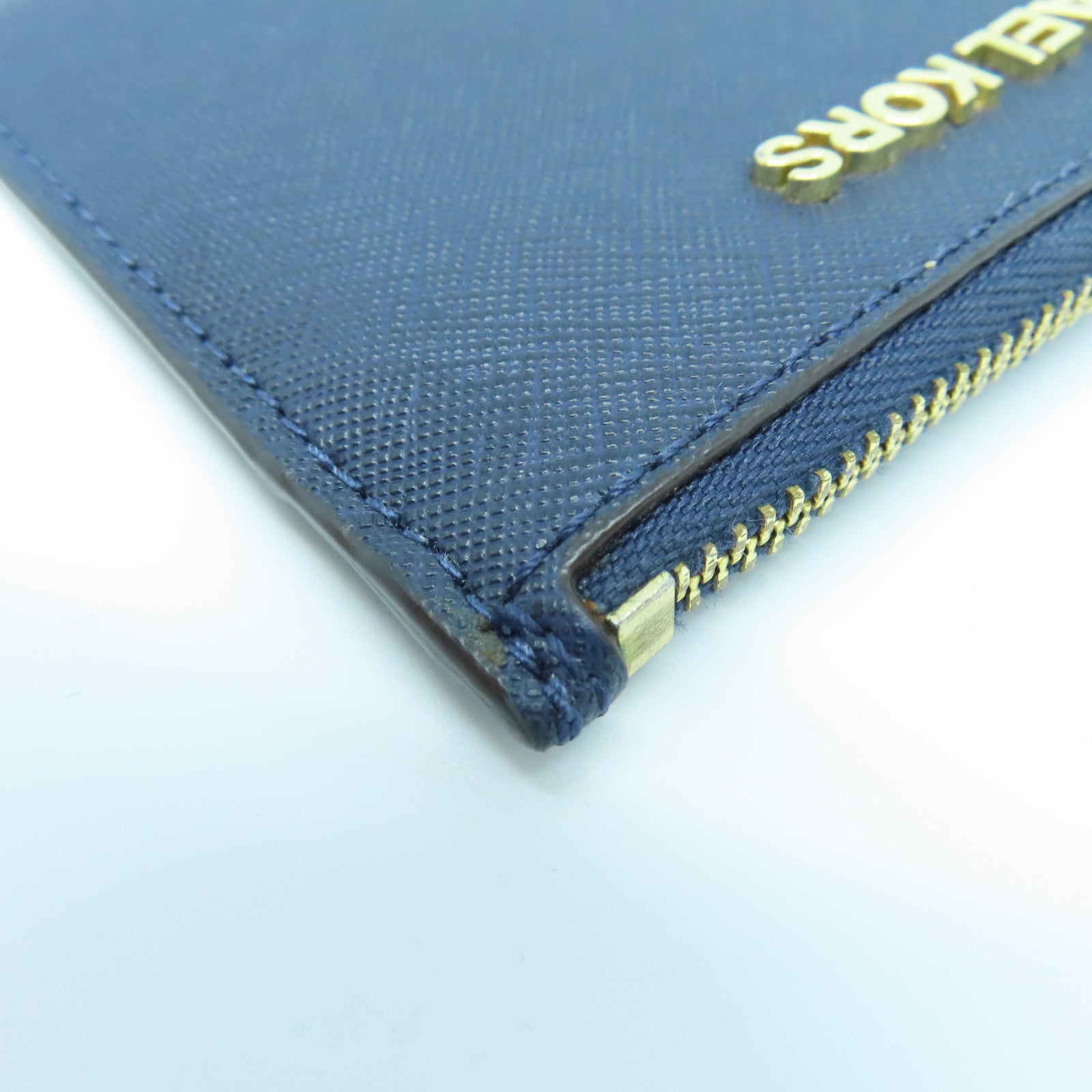 Michael Kors Leather Card Case Gold Buckle Blue