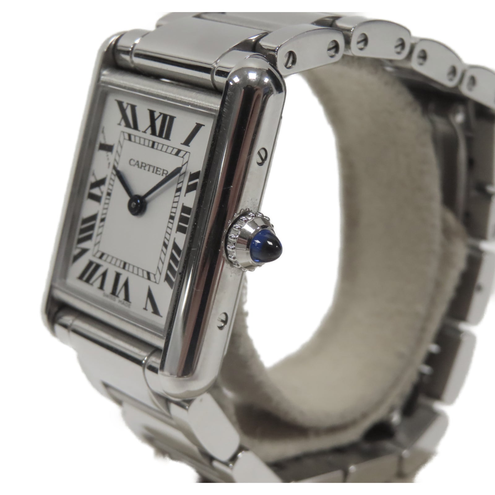 CARTIER Tank Francaise不鏽鋼石英機芯手錶白色/銀色