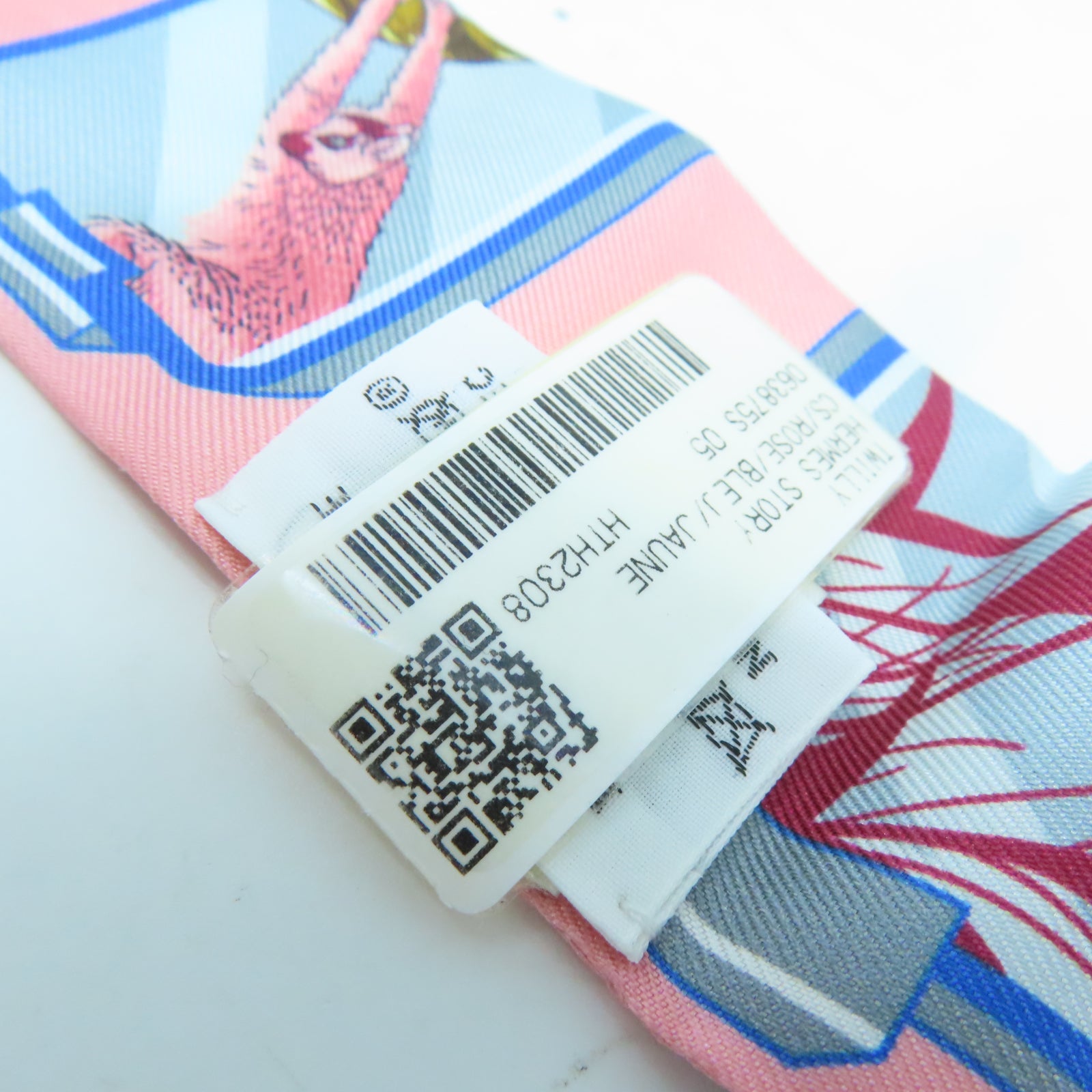 HERMES 絲質Twilly Scarf絲巾粉紅色