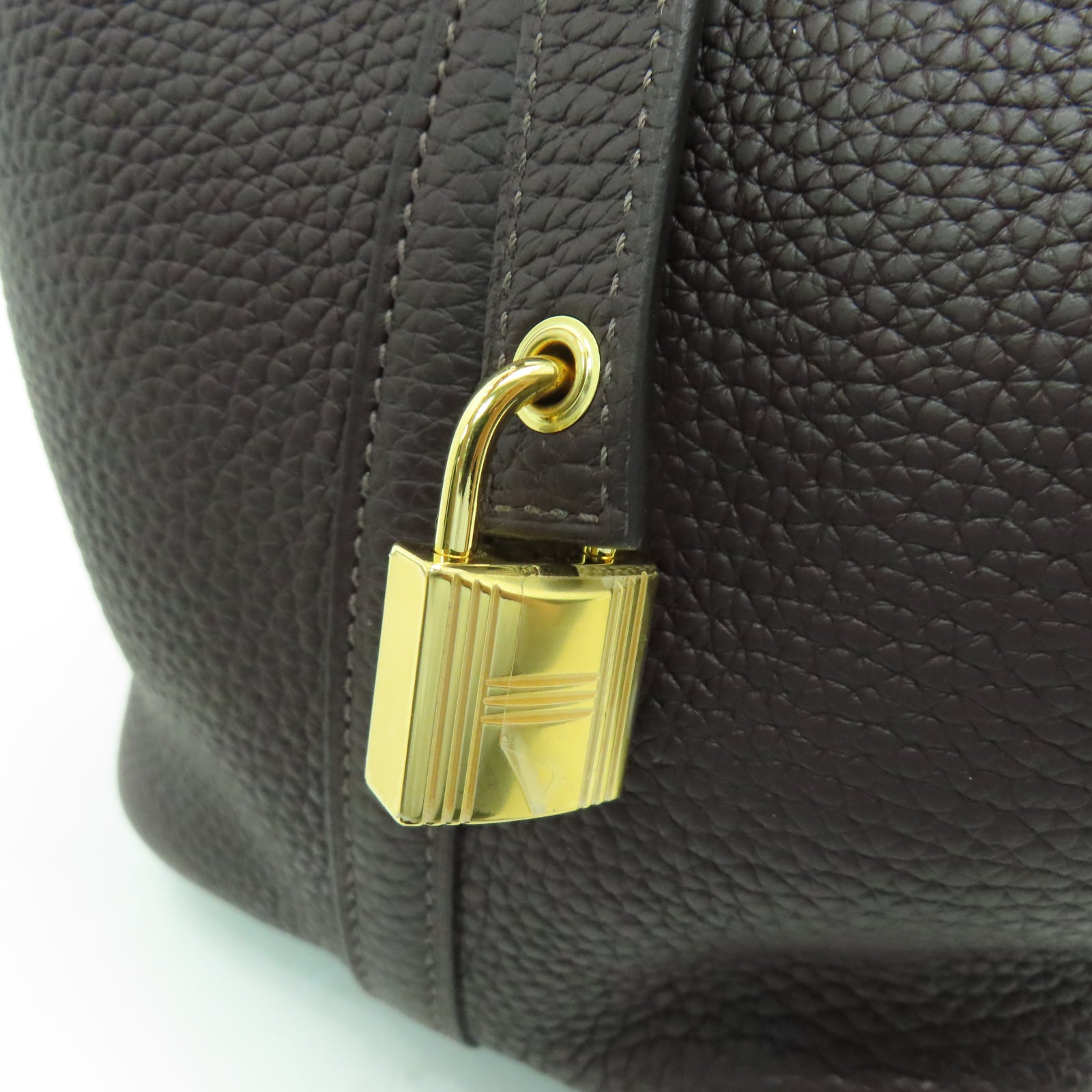 HERMES Taurillon Clemence皮革Picotin PM金扣手挽袋馬鞍紅