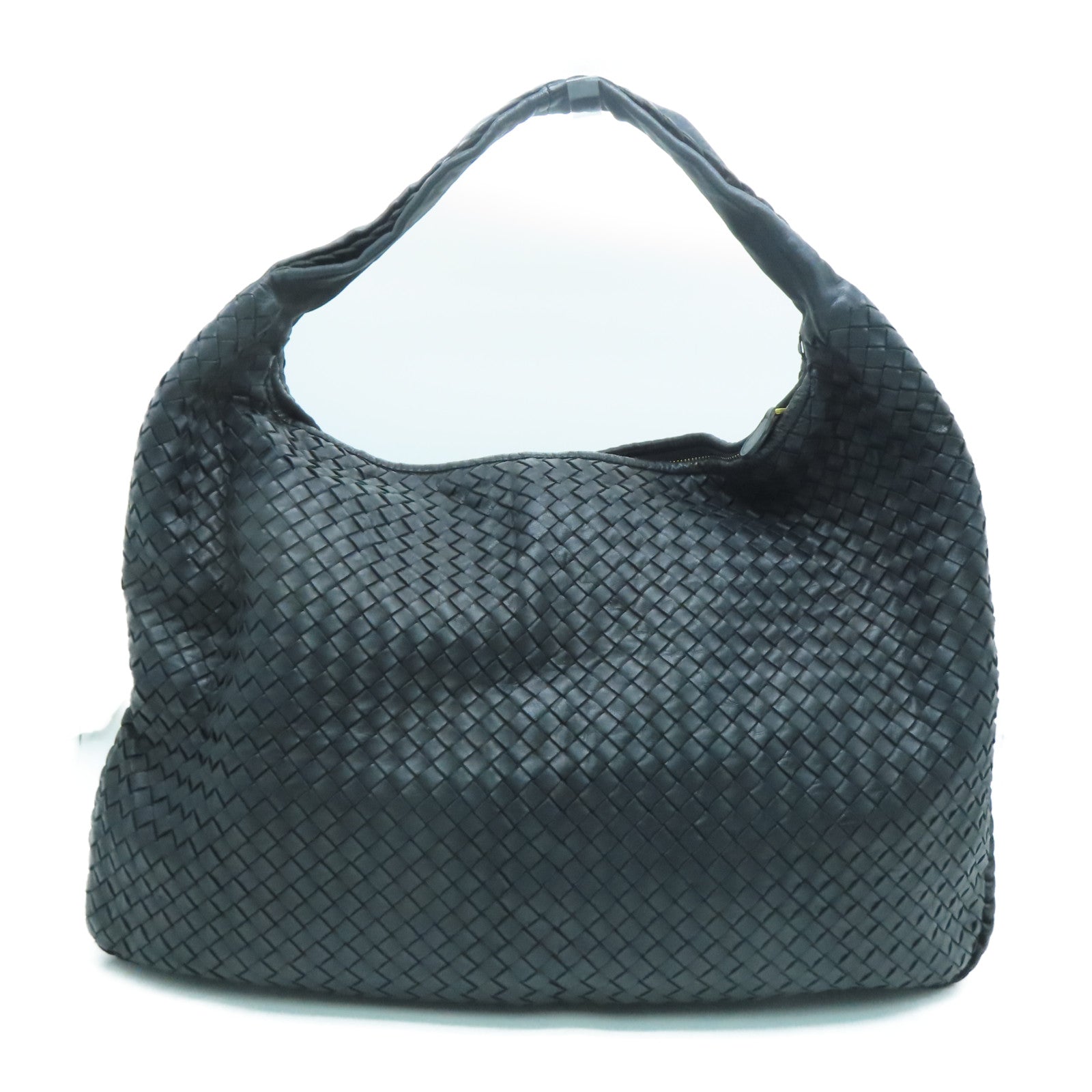 BOTTEGA VENETA 织纹皮革Shoulder Bag金扣肩背袋黑色