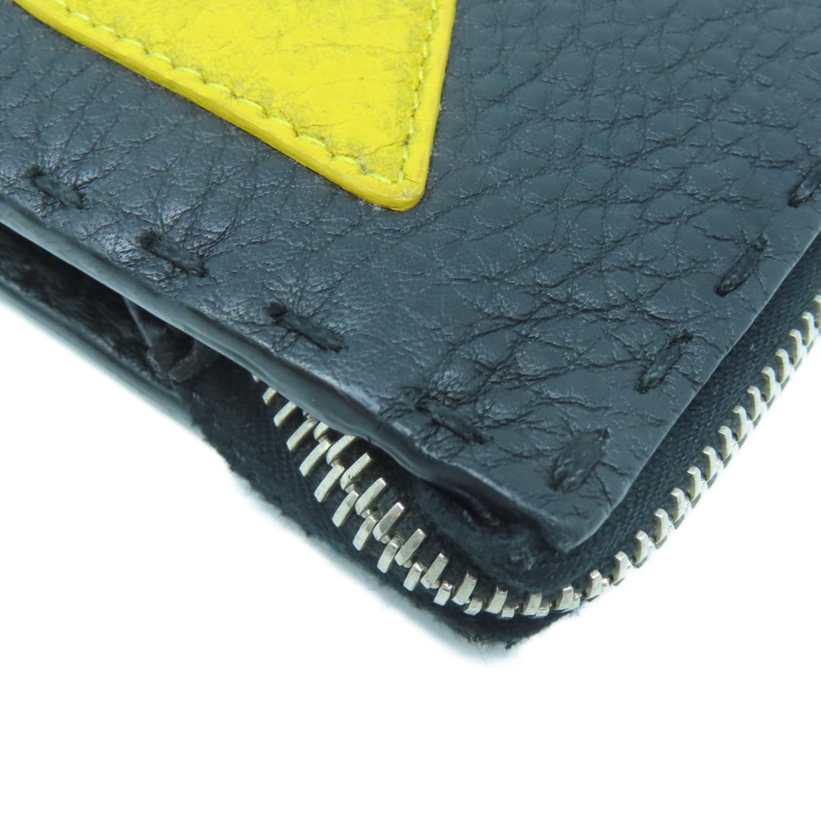 FENDI 牛皮皮革Clutch Bag銀扣手拿包黑色/黃色