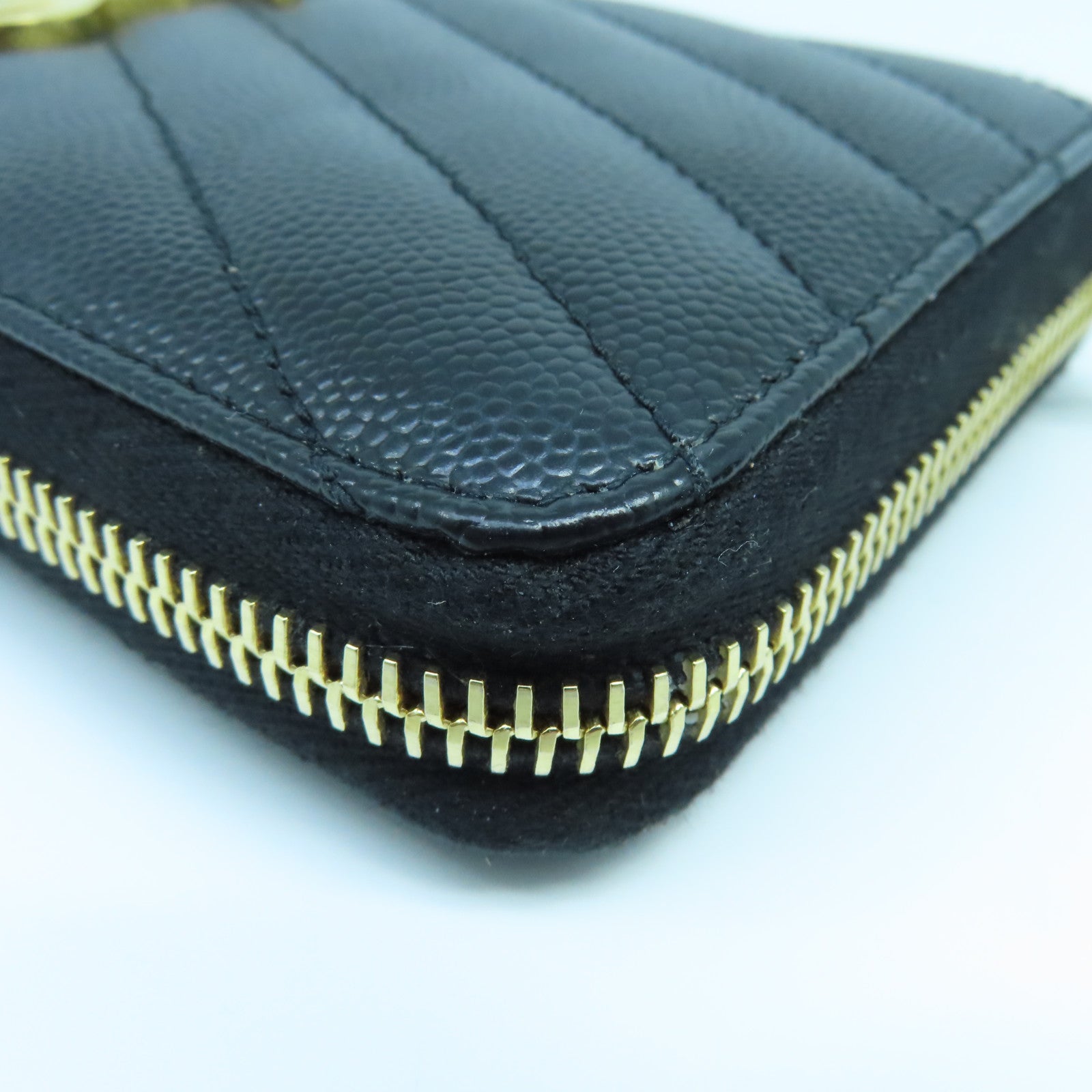 SAINT LAURENT 斜紋牛皮皮革Long Wallet金扣長錢包黑色