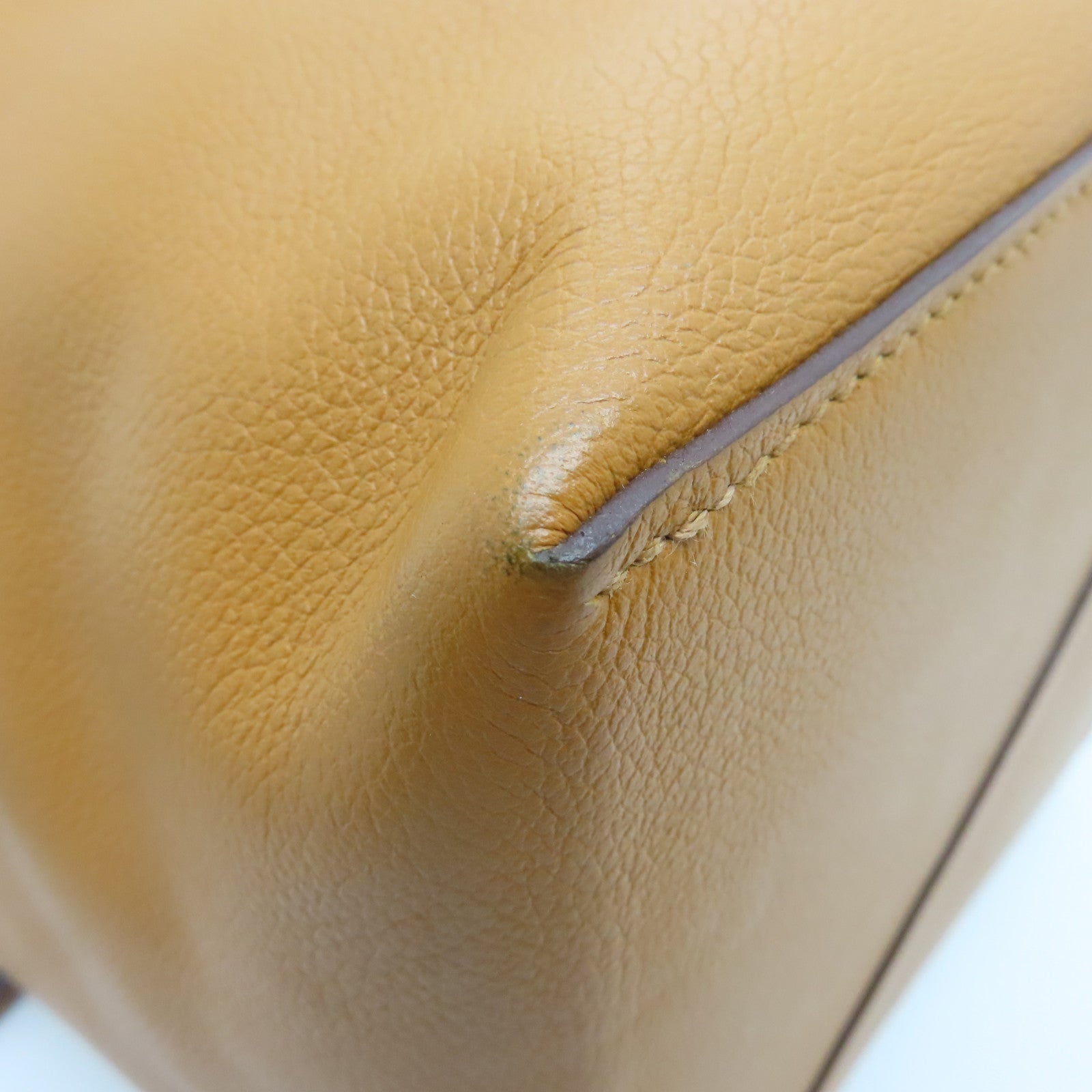 HERMES Evercolor Leather Licol 17 Shoulder Bag Gold/Brown
