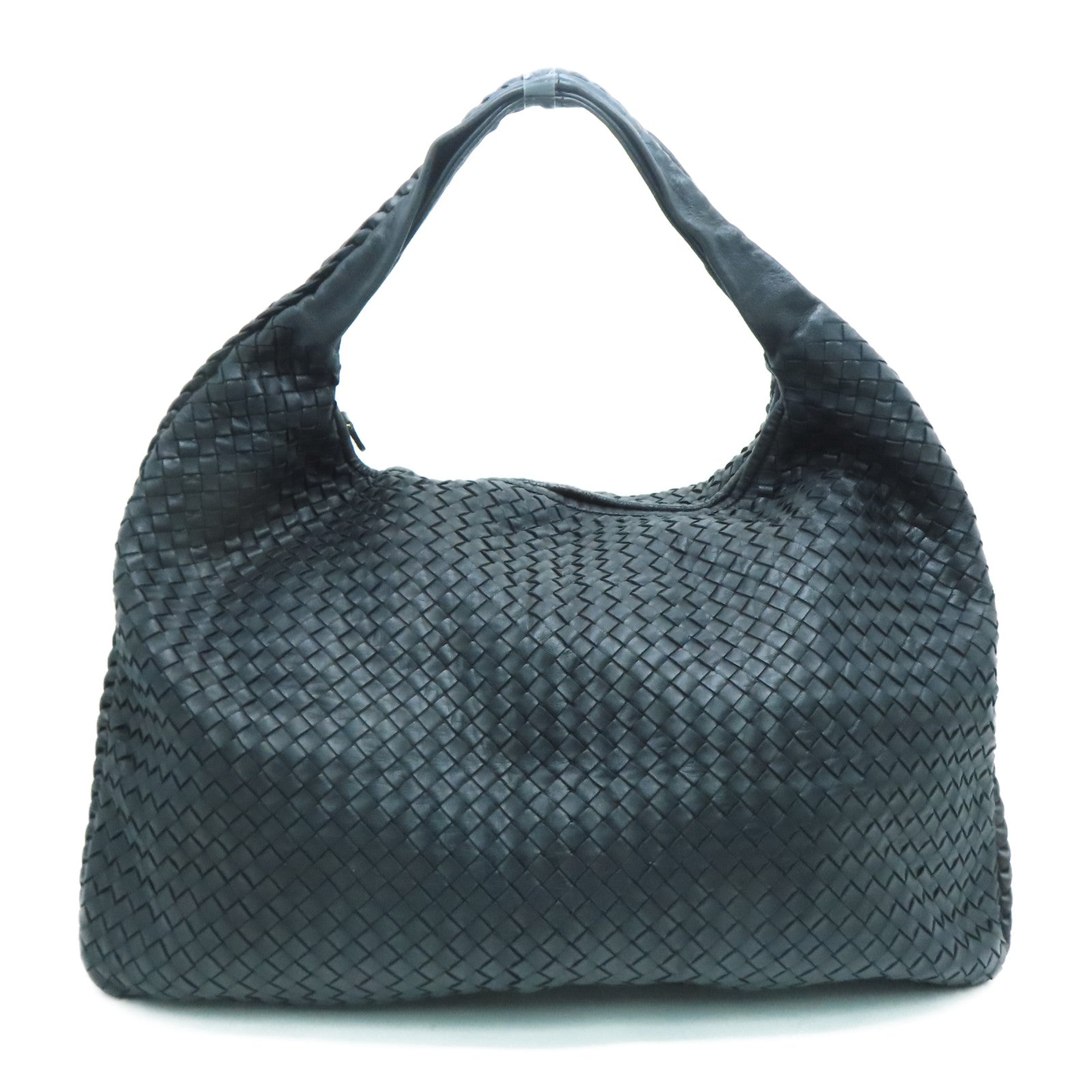 BOTTEGA VENETA 织纹皮革Shoulder Bag金扣肩背袋黑色