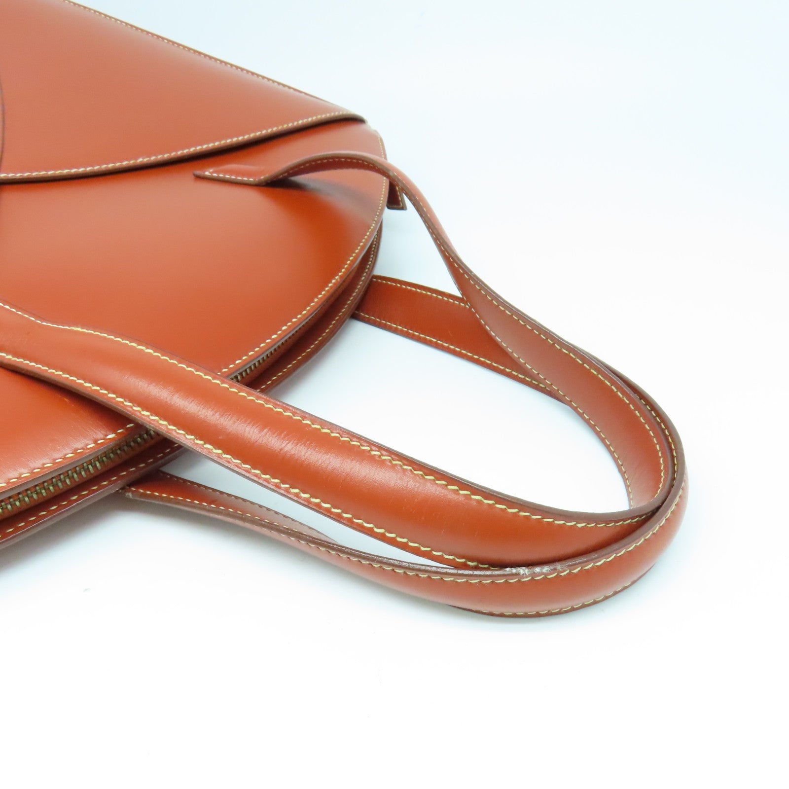 HERMES 【激減優惠】Box Calf皮革Vintage Bag金扣手挽袋啡色