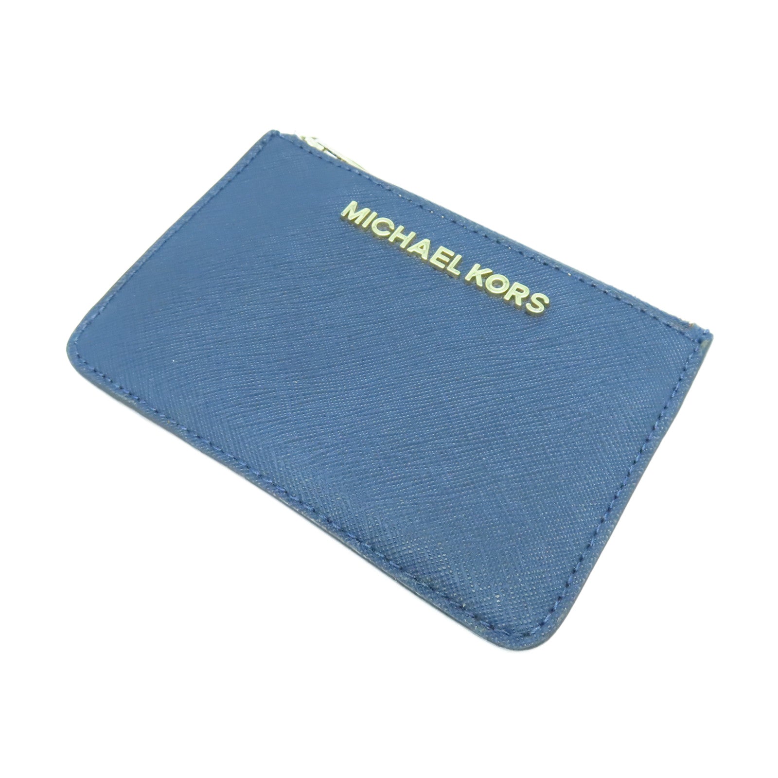Michael Kors Leather Card Case Gold Buckle Blue