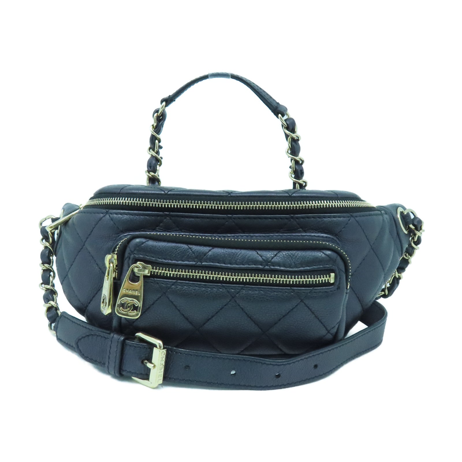 CHANEL 菱格牛皮皮革Waist Bag金扣腰包幻彩