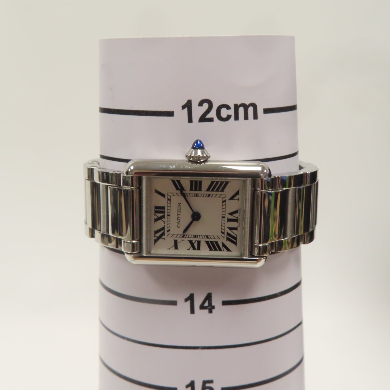 CARTIER Tank Francaise不鏽鋼石英機芯手錶白色/銀色