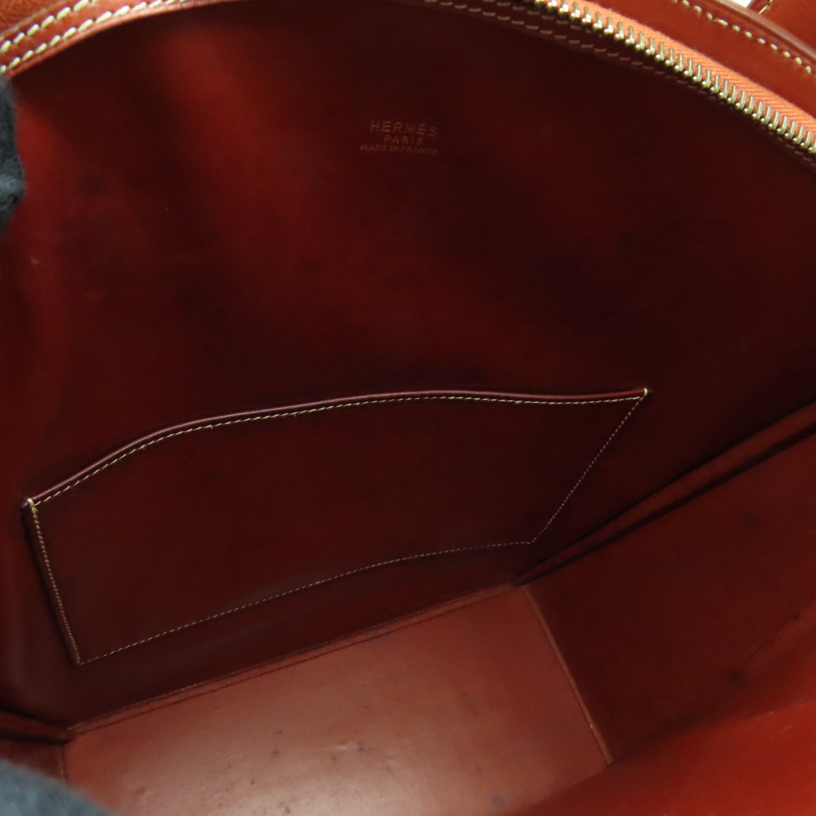 HERMES 【激減優惠】Box Calf皮革Vintage Bag金扣手挽袋啡色