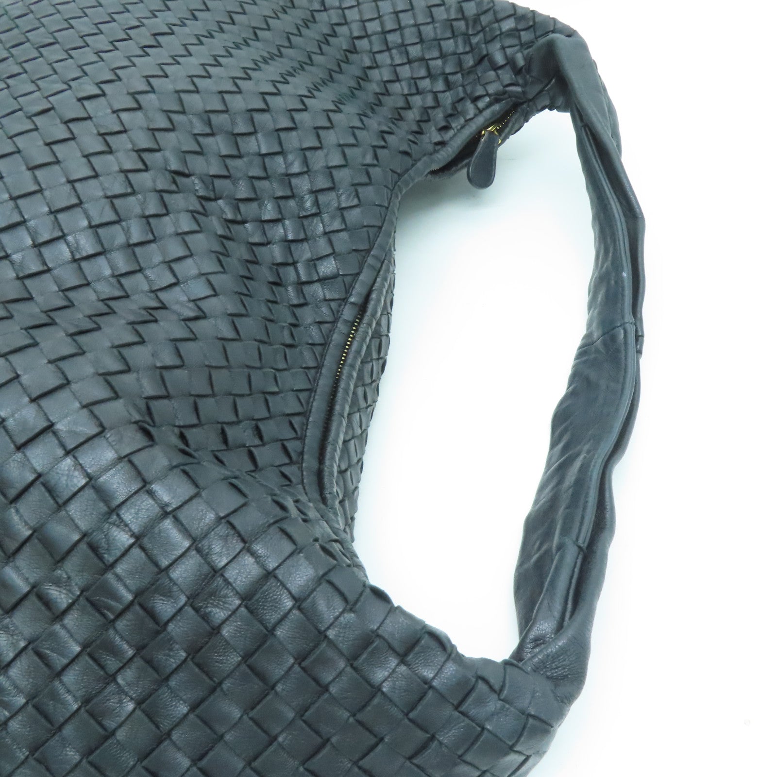 BOTTEGA VENETA 织纹皮革Shoulder Bag金扣肩背袋黑色