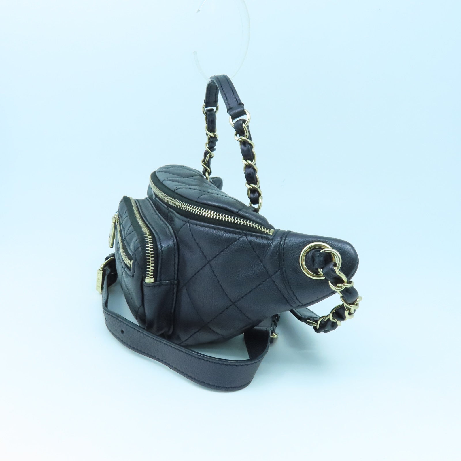 CHANEL 菱格牛皮皮革Waist Bag金扣腰包幻彩