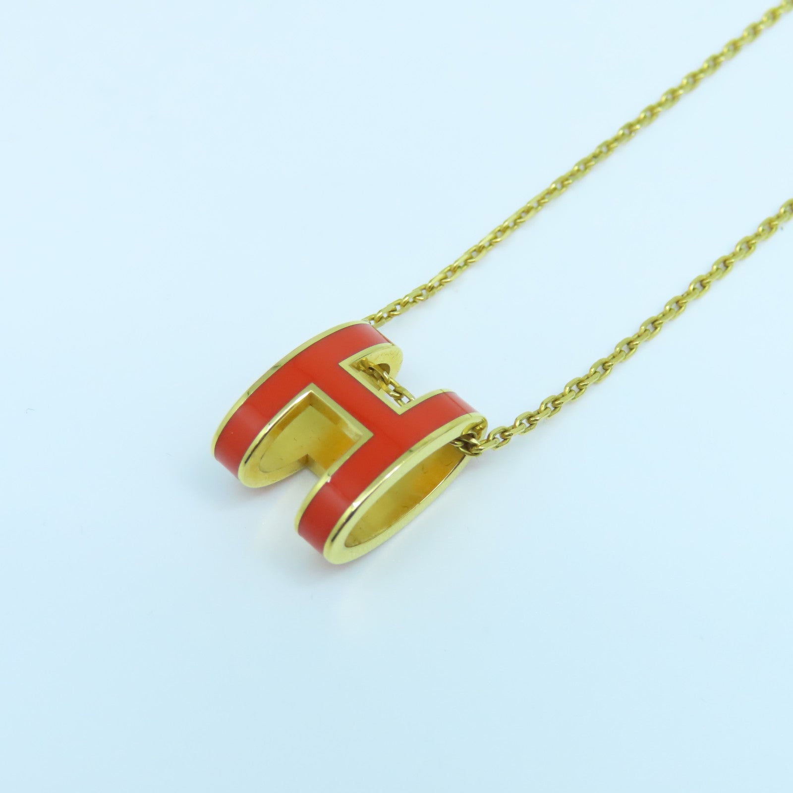 HERMES 金屬Pop H Necklace項鍊橙色金色
