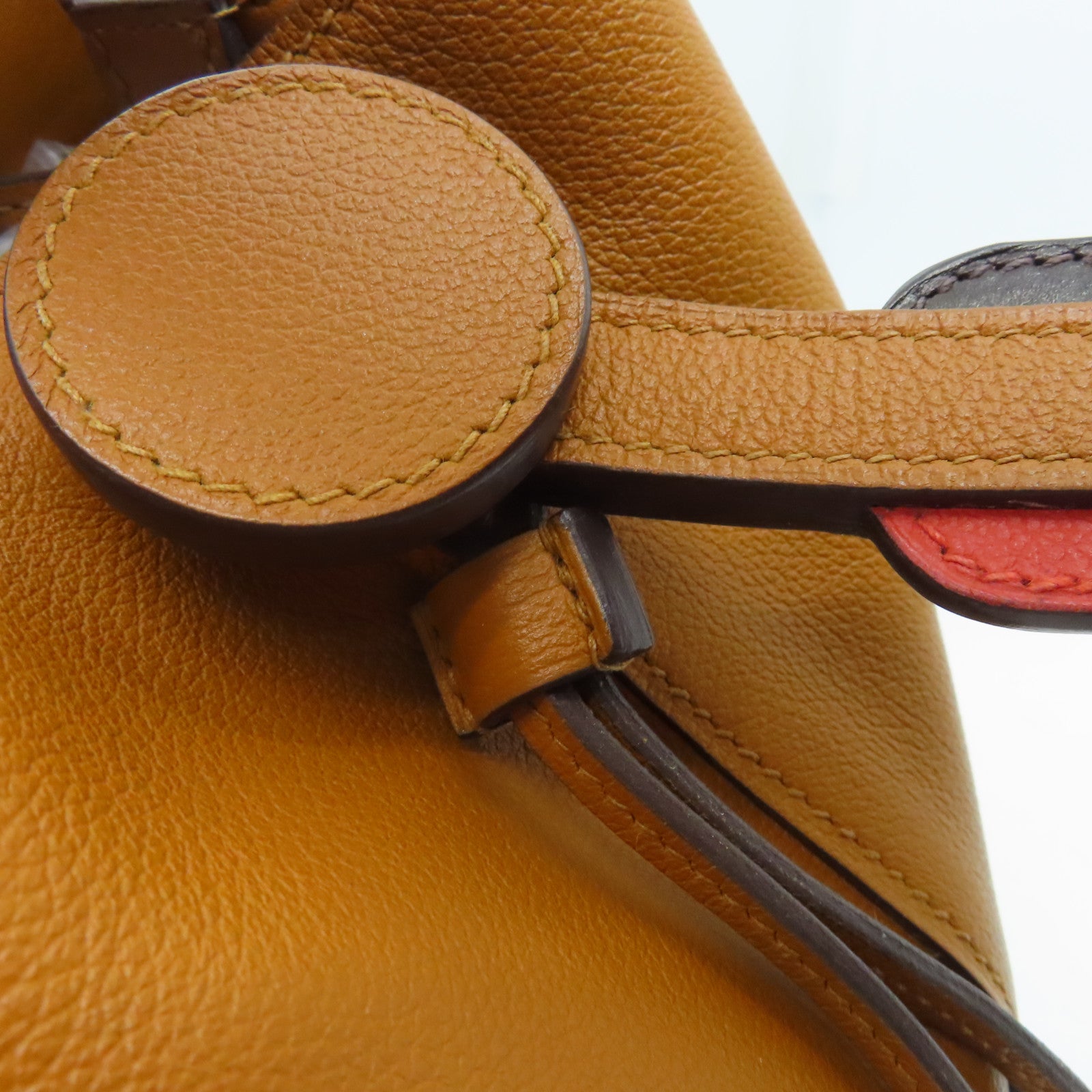 HERMES Evercolor Leather Licol 17 Shoulder Bag Gold/Brown