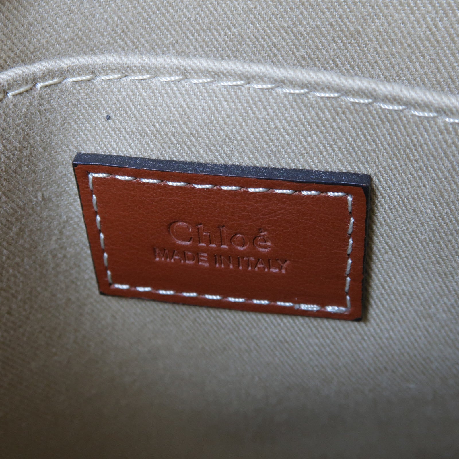 Chloe 帆布/皮革Small Woody Tote Bag金扣手挽肩背兩用袋米色/啡色